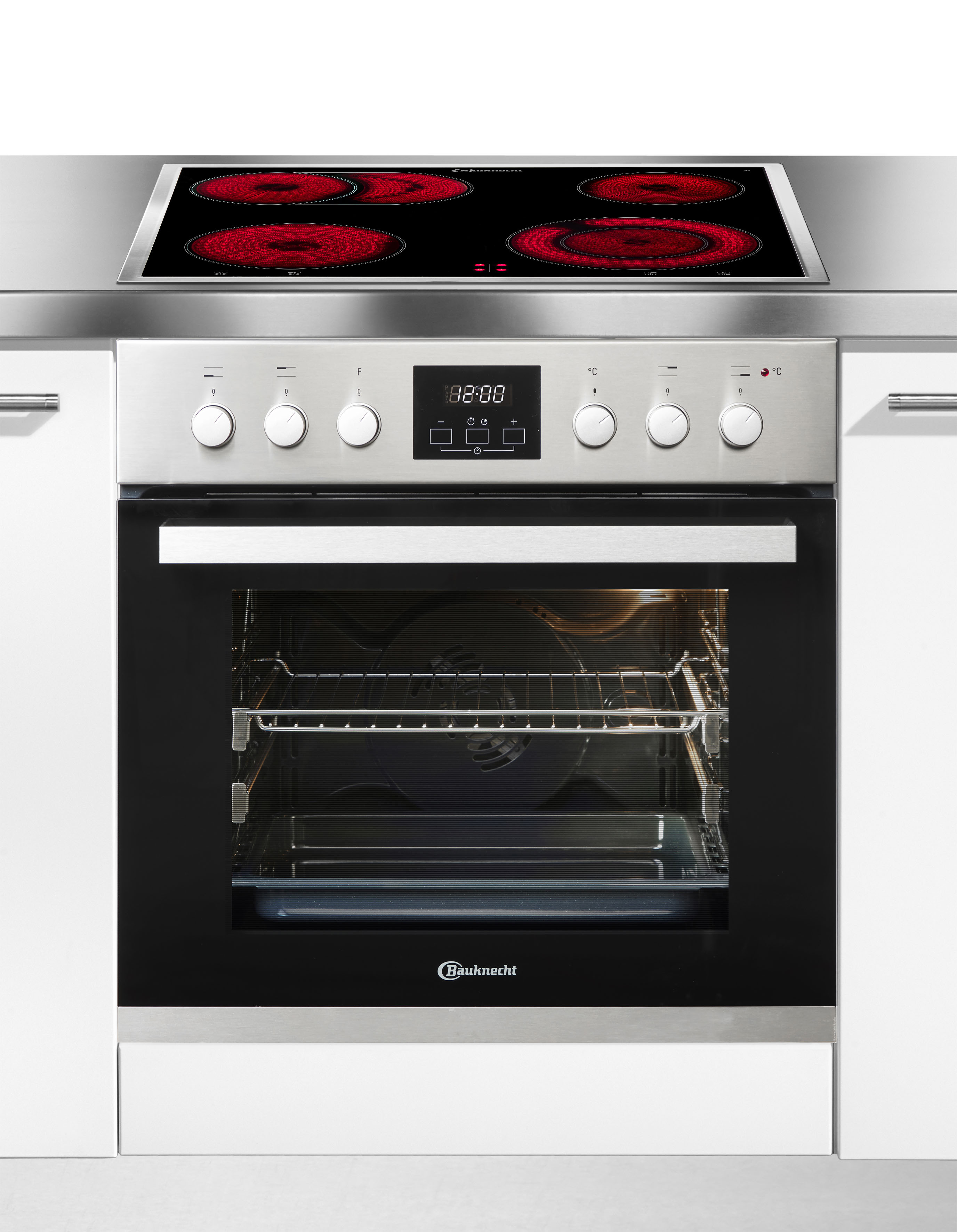 BAUKNECHT Elektro-Herd-Set "HVS3 TH8V2 IN" mit 2-fach-Teleskopauszug Hydrolyse Set, PowerHeißluft – Kochen, Backen und Braten ganz ohne Vorheizen