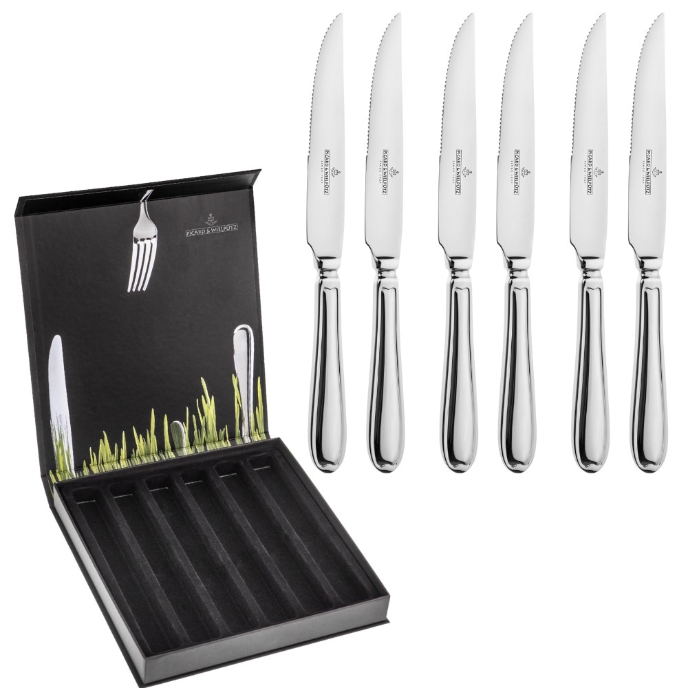 Steakmesser "Landhaus, im Geschenkkarton", 6 tlg.silberfarben, PICARD & WIELPÜTZ SOLINGEN, Essmesser, praktisches Steakmesser-Set