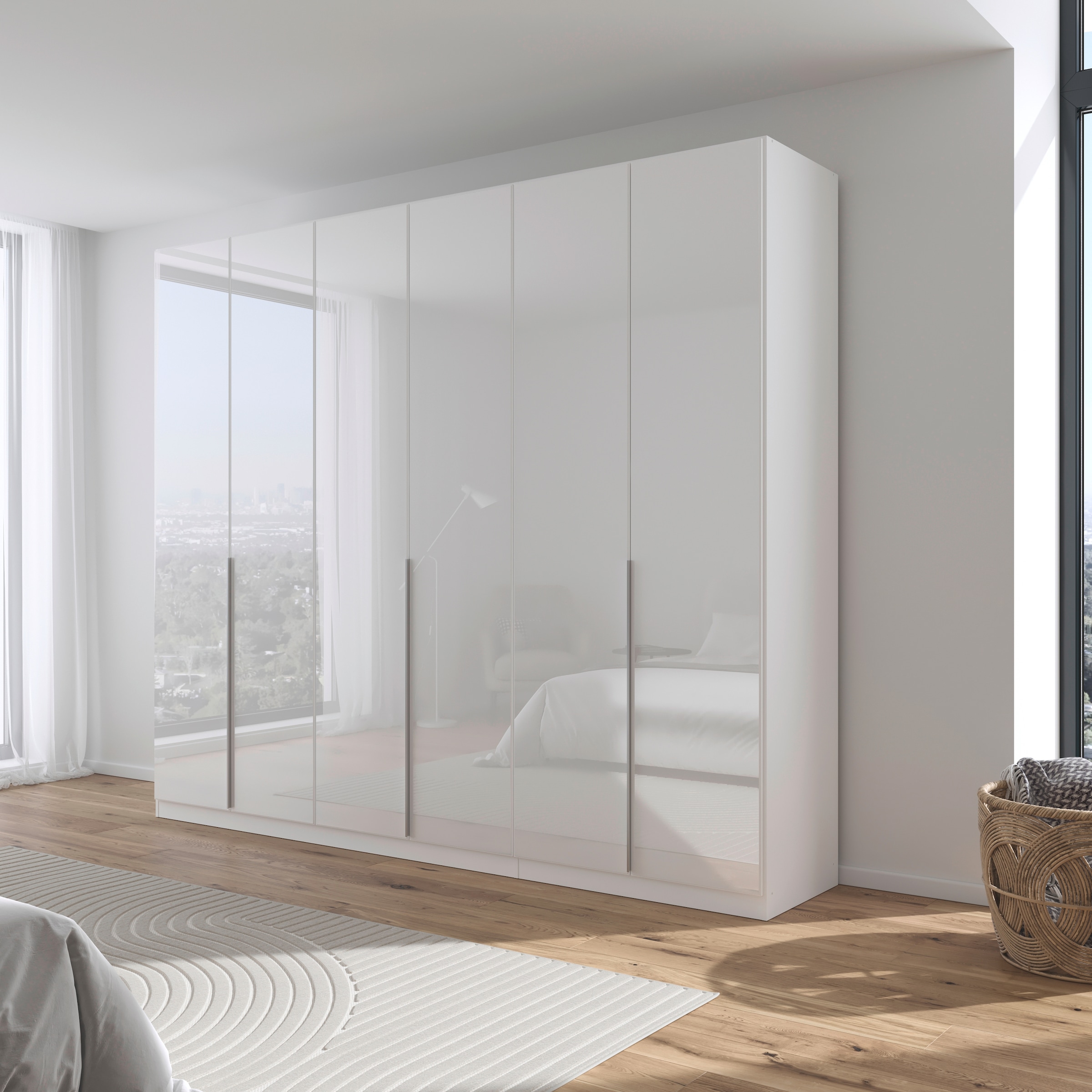 rauch Drehtürenschrank »Kleiderschrank Kleiderschränke Schrank Garderobe AGORDO mit Glasfront«, (in zwei Griff-Farben), durchdachte Innenausstattung, in 6 Breiten und 2 Höhen MADE IN GERMANY