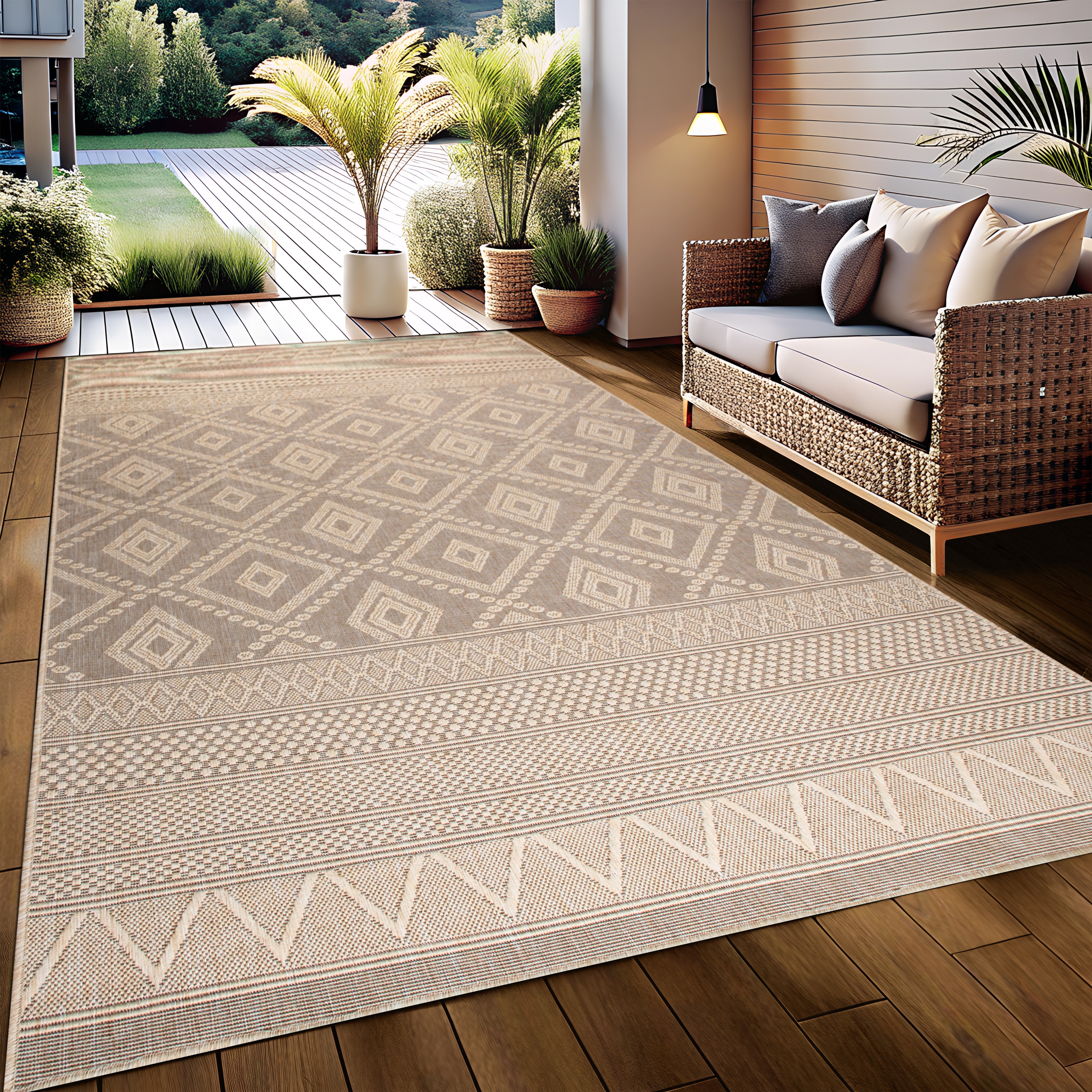 OTTO home Teppich "Toronto auch als Läufer erhältlich" rechteckig 3 mm Höhe In- und Outdoor geeignet, Sisal-Optik, Wetterfest & UV-beständig, Boho