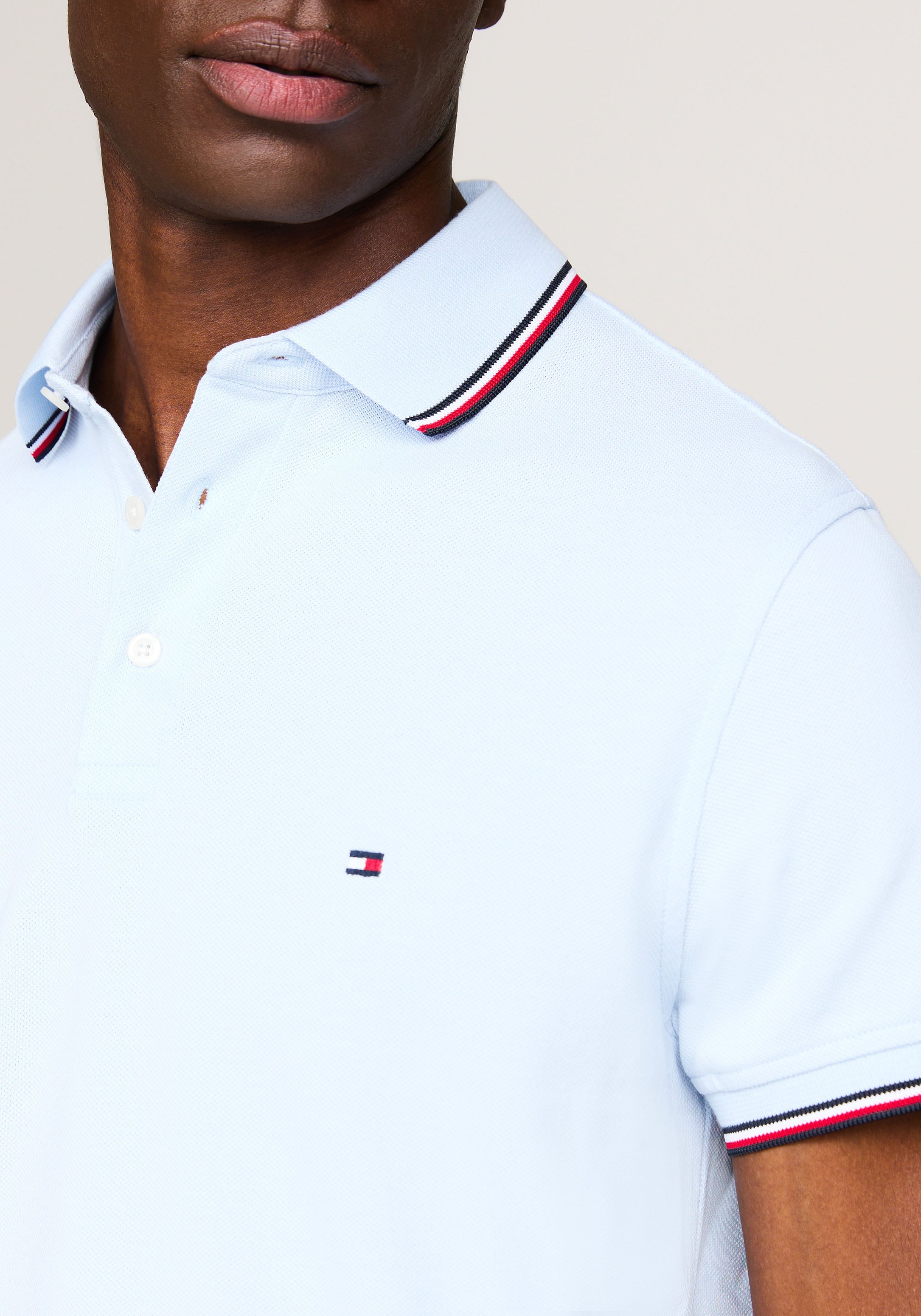 Tommy Hilfiger Poloshirt "1985 RWB TIPPED SLIM POLO", mit TH-Farben an Ärme günstig online kaufen