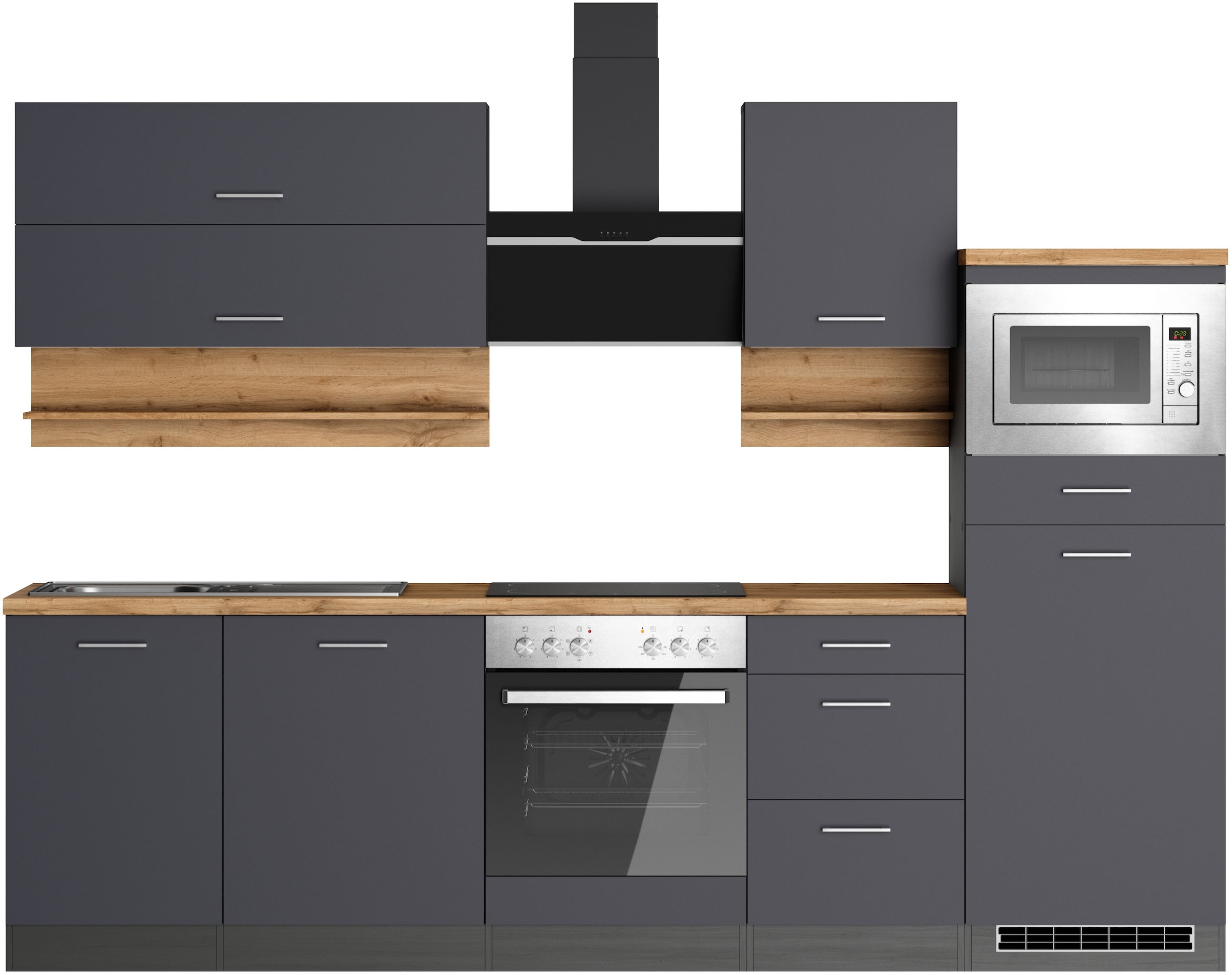 KOCHSTATION Küchenzeile "KS-Milan", 280 cm breit, robuste Metallauszüge, vi günstig online kaufen