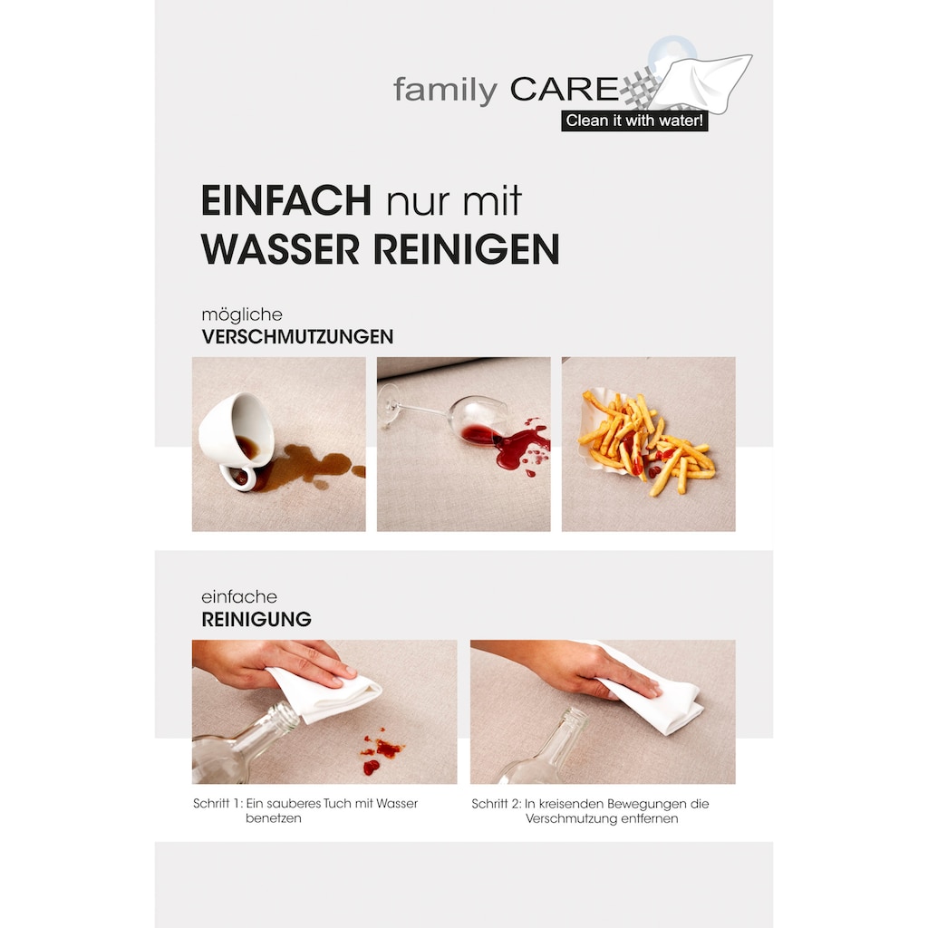 andas Ecksofa »Glimminge L-Form auch in Breitcord, Feincord + Easy care-Bezug,«, Breite 264, Zierkissen