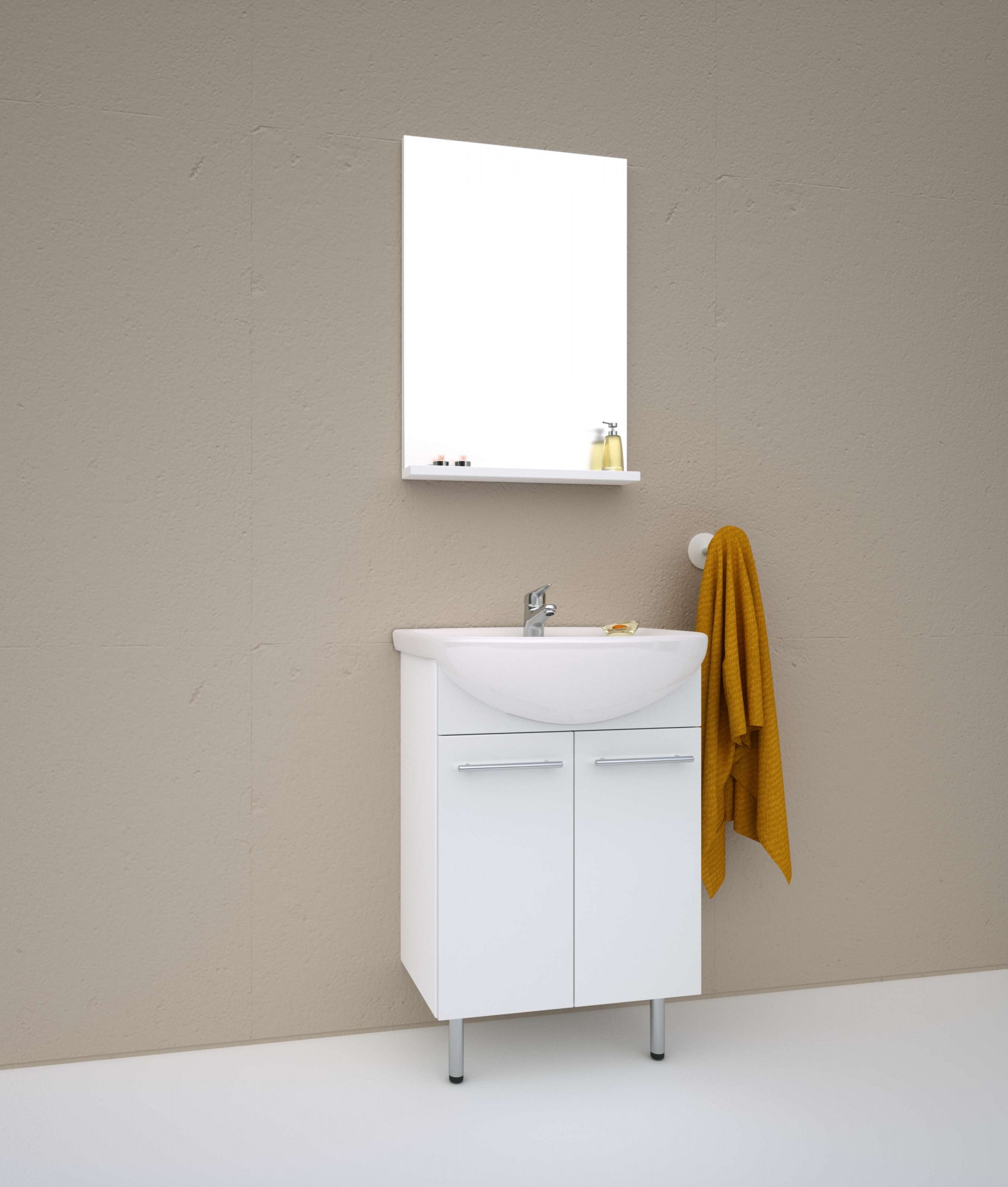 welltime Badezimmer-Set "Quadro" Komplett-Set, Spiegel, Waschtisch incl. Wa günstig online kaufen