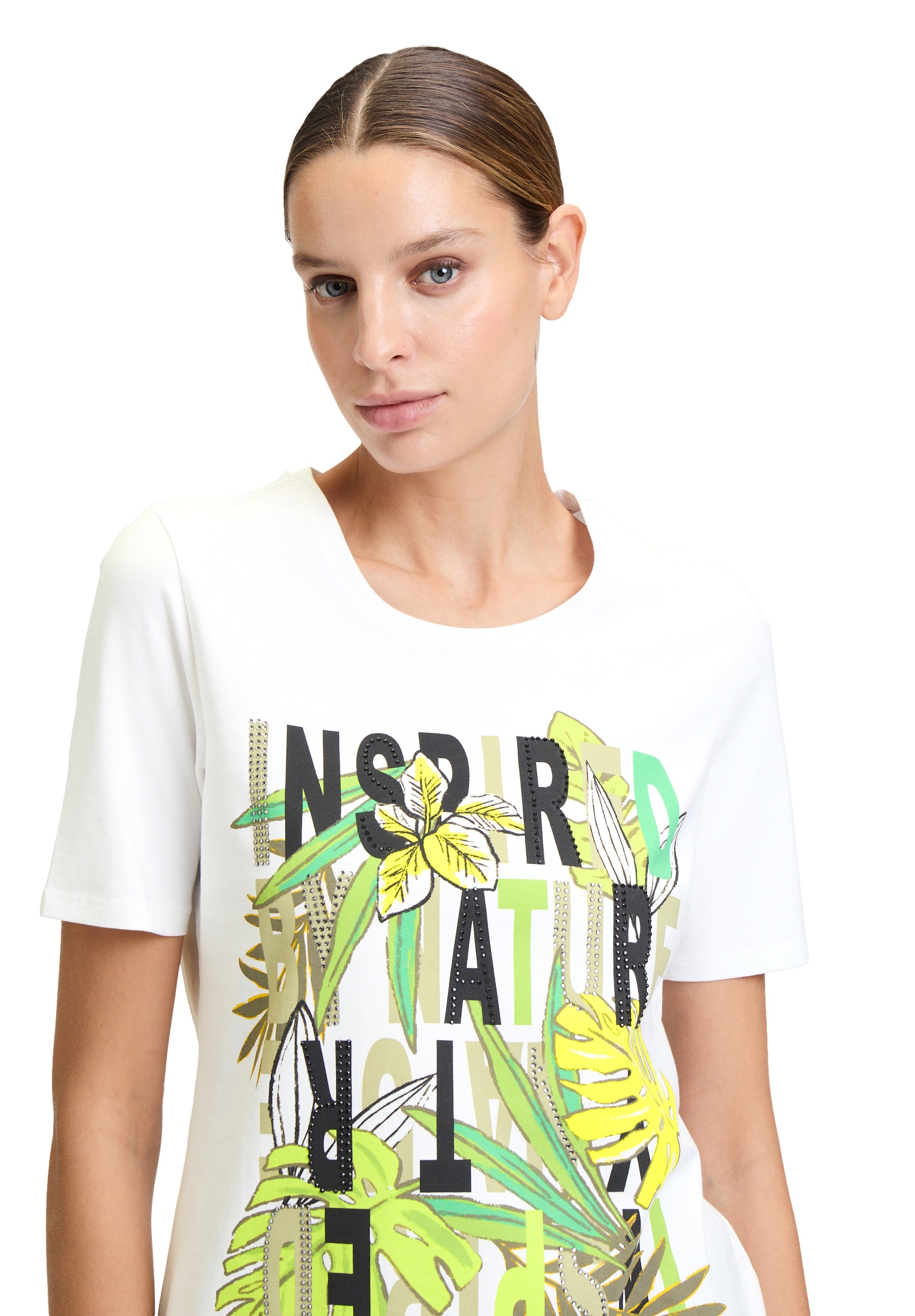 Betty Barclay Kurzarmshirt »Betty Barclay Basic Shirt mit Aufdruck«, (1 tlg.), Glitzersteine