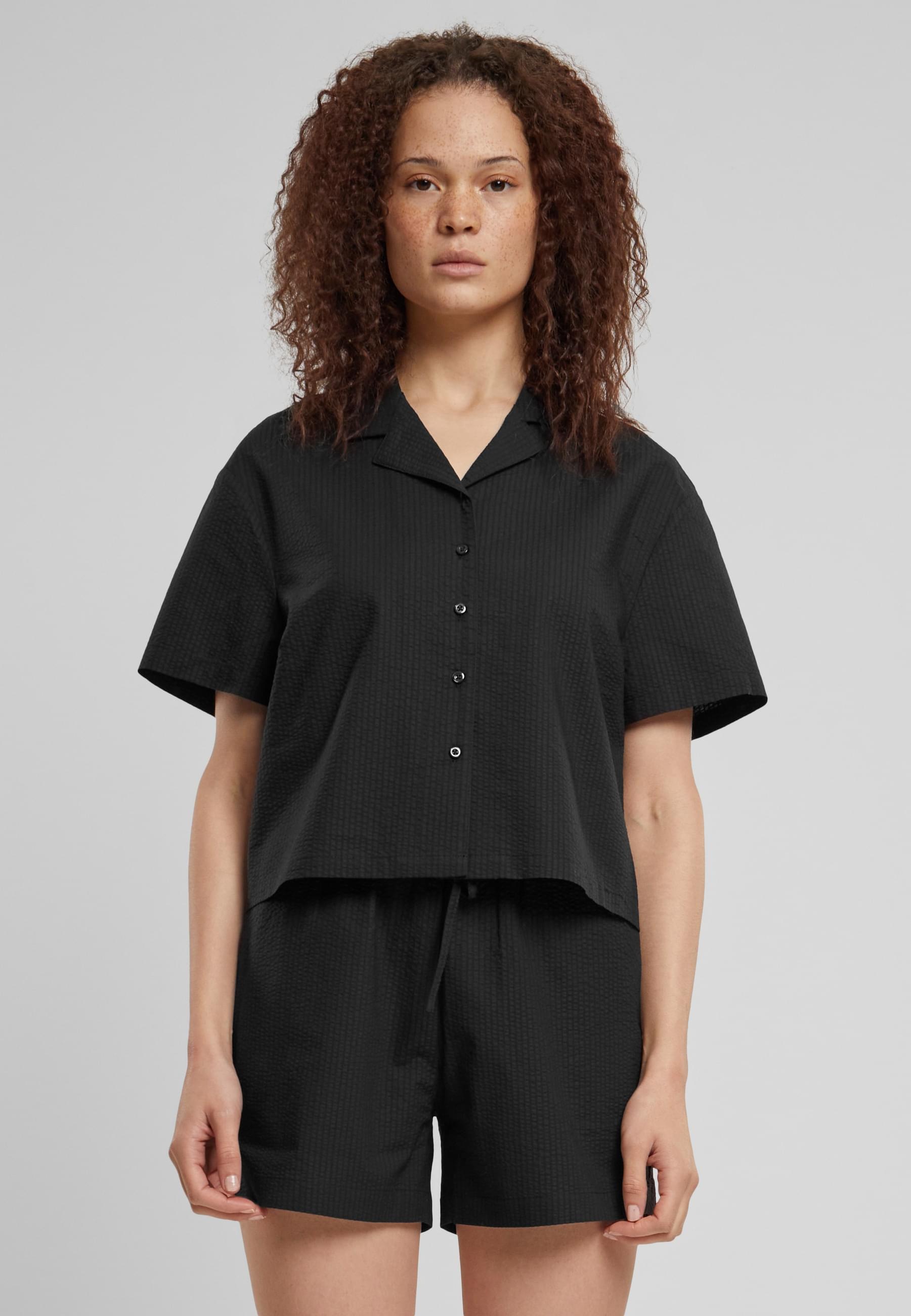 URBAN CLASSICS Langarmhemd »Urban Classics Damen Ladies Seersucker Shirt«
