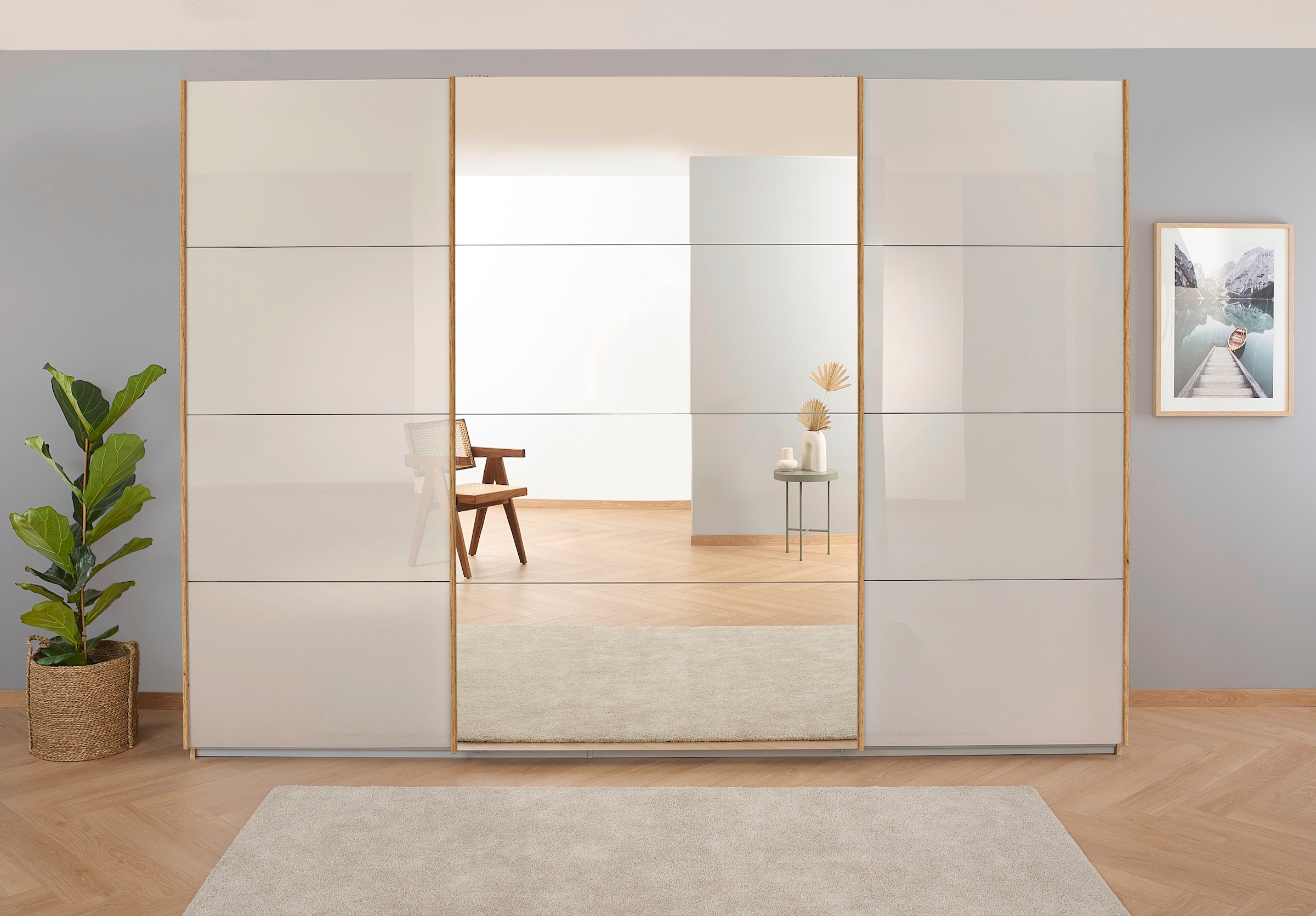 OTTO home "Mehrzweckschrank Aktenschrank Möbel Mietswohnung Schlafzimmer KOLUNA" 3 Ausstattungen BASIC/CLASSIC/PREMIUM (inkl. SOFT-CLOSE-FUNKTION), Breiten 203/271/315/360 cm Höhen 210/229 Glas-Front MADE IN GERMANY