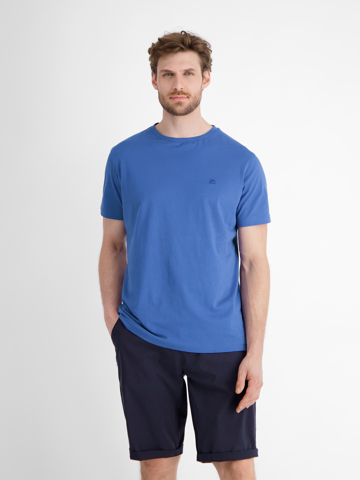 LERROS T-Shirt "Basic T-Shirt mit Logostitch, unifarben" günstig online kaufen