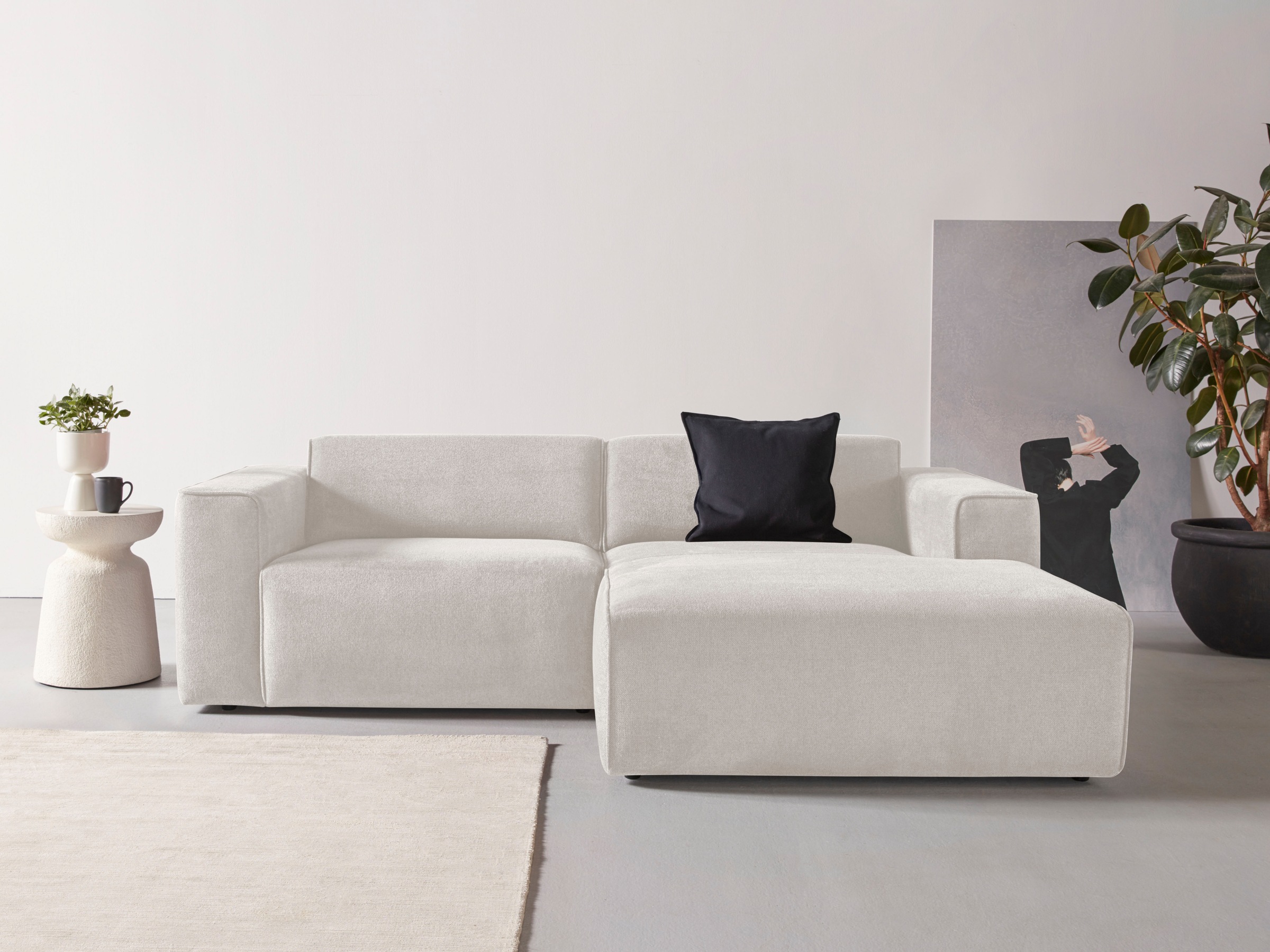 andas Ecksofa "Noord mit Kedernaht, Breite 234 cm", Cord, Struktur, Webstof günstig online kaufen