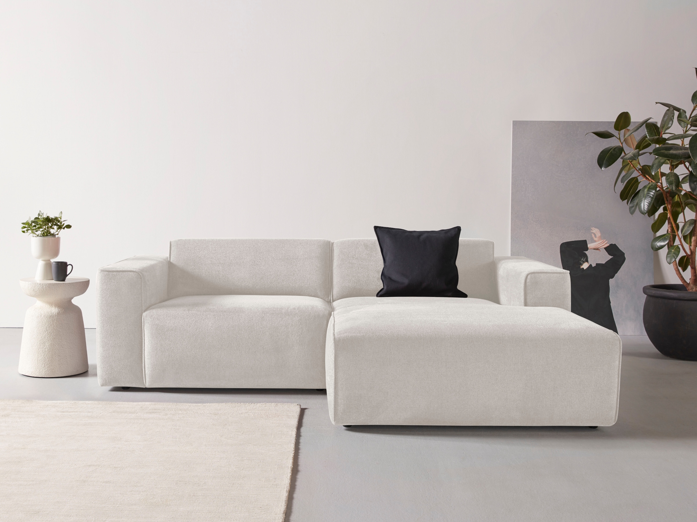 Home affaire Ecksofa "Noord mit Kedernaht, Breite 234 cm, L-Form" Cord, Str günstig online kaufen