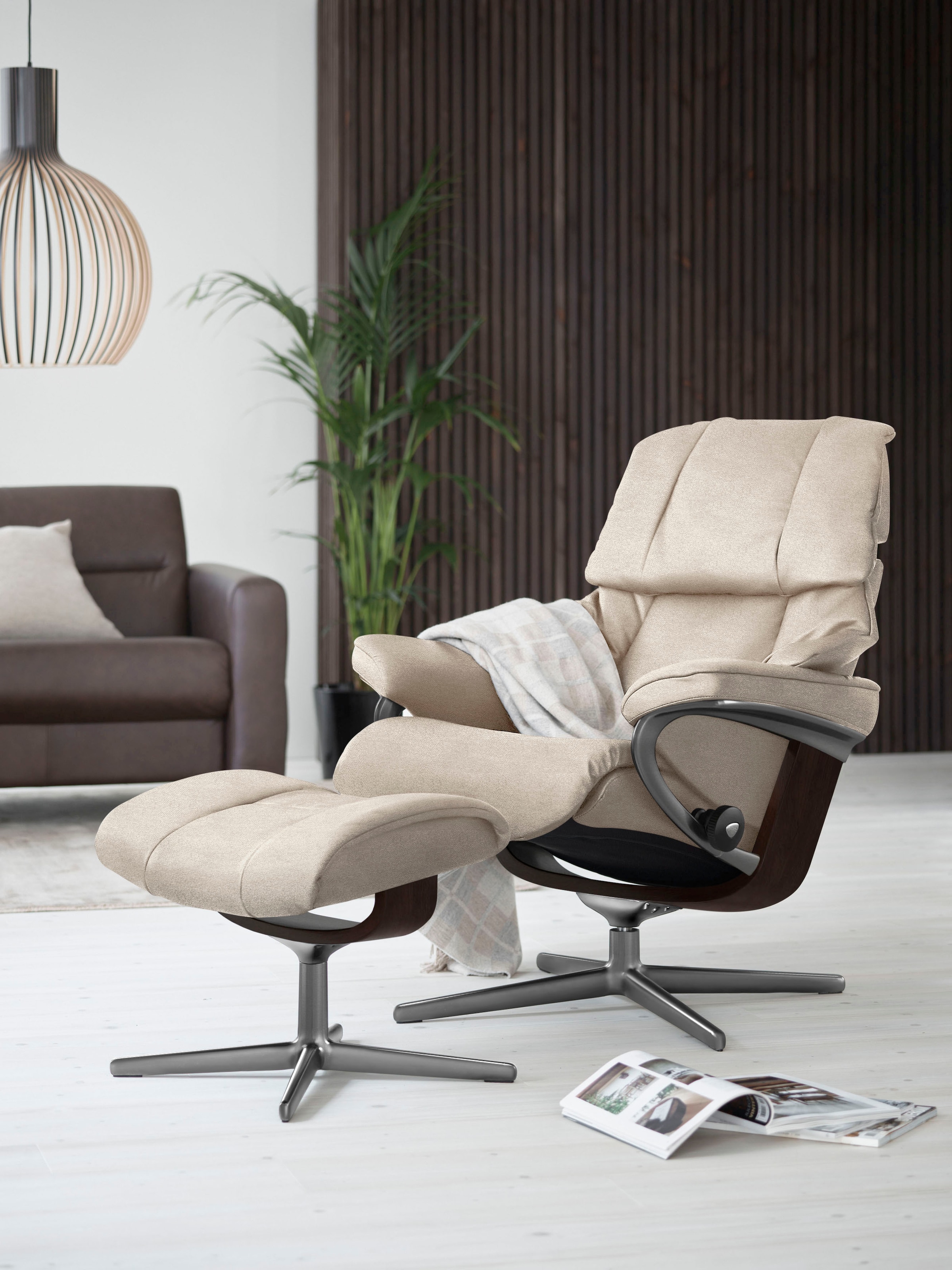 Stressless Fußhocker "Reno", mit Cross Base, Größe S, M & L, Holzakzent Braun