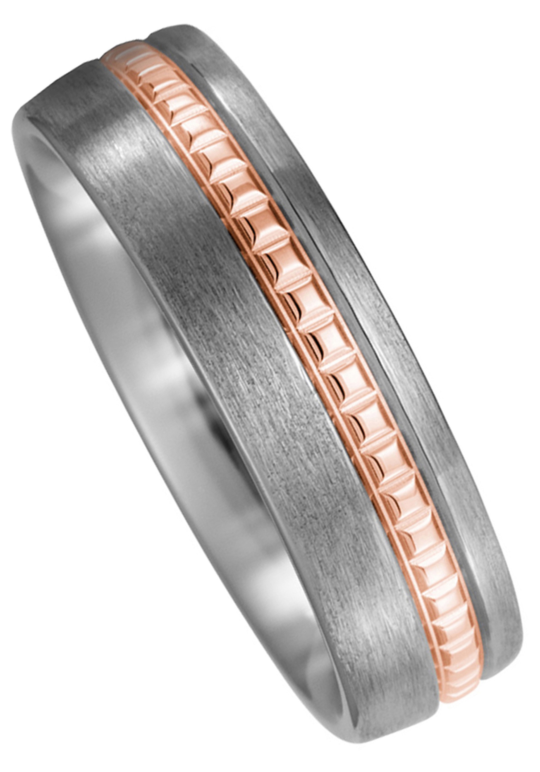 JOBO Herren Partnerring "Ring Titanring Herrenring", 70, Roségold 750 Titantitanfarben, Roségold 750, Titan, Fingerringe, Titan matt und 750 Roségold