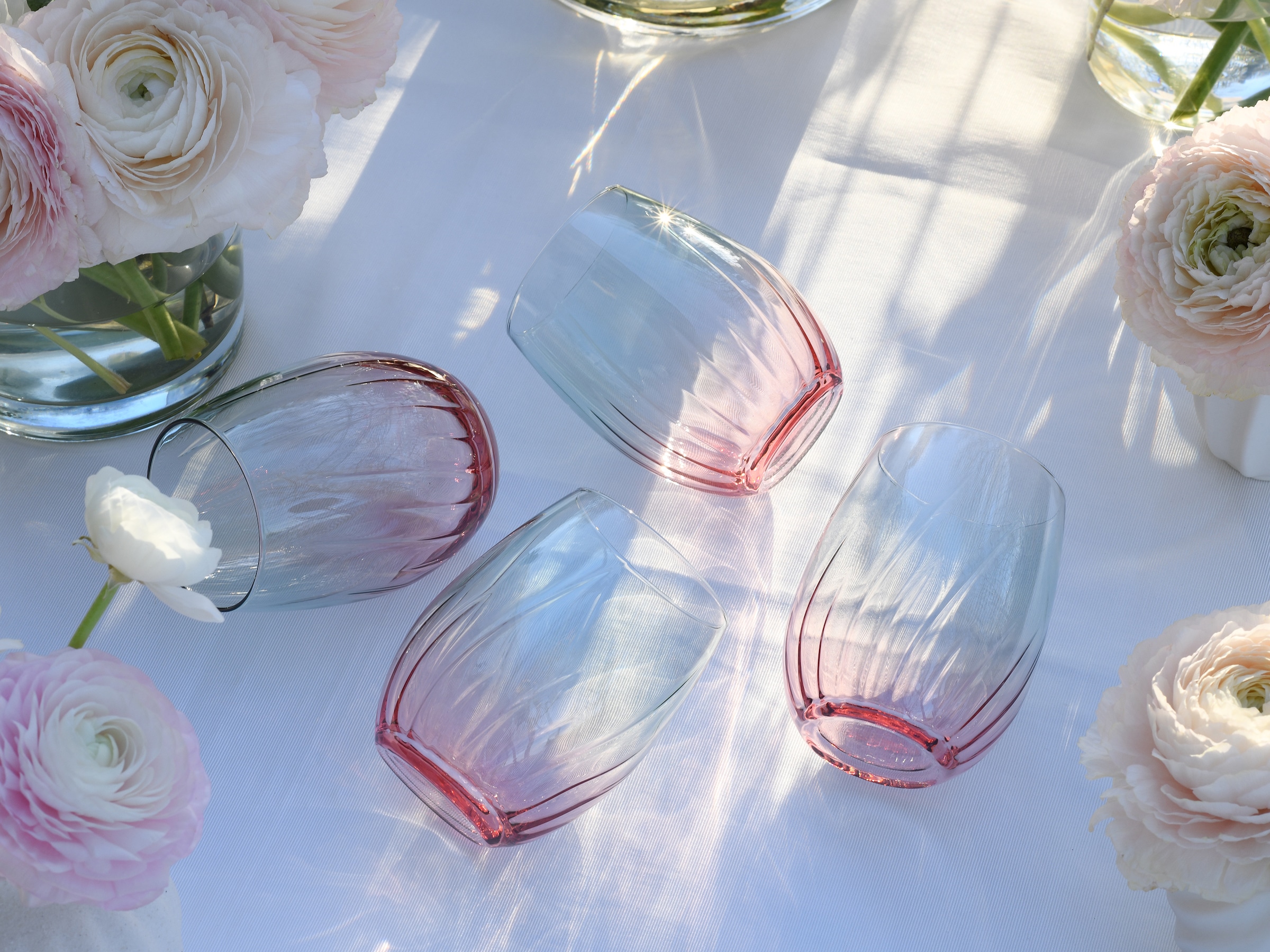 CreaTable Longdrinkglas »Swirly Spring, Longdrinkgläser-Set, 4-tlg.«, (Set, 4 tlg.), Rillen Relief, Modern, Sommerlich, Leicht