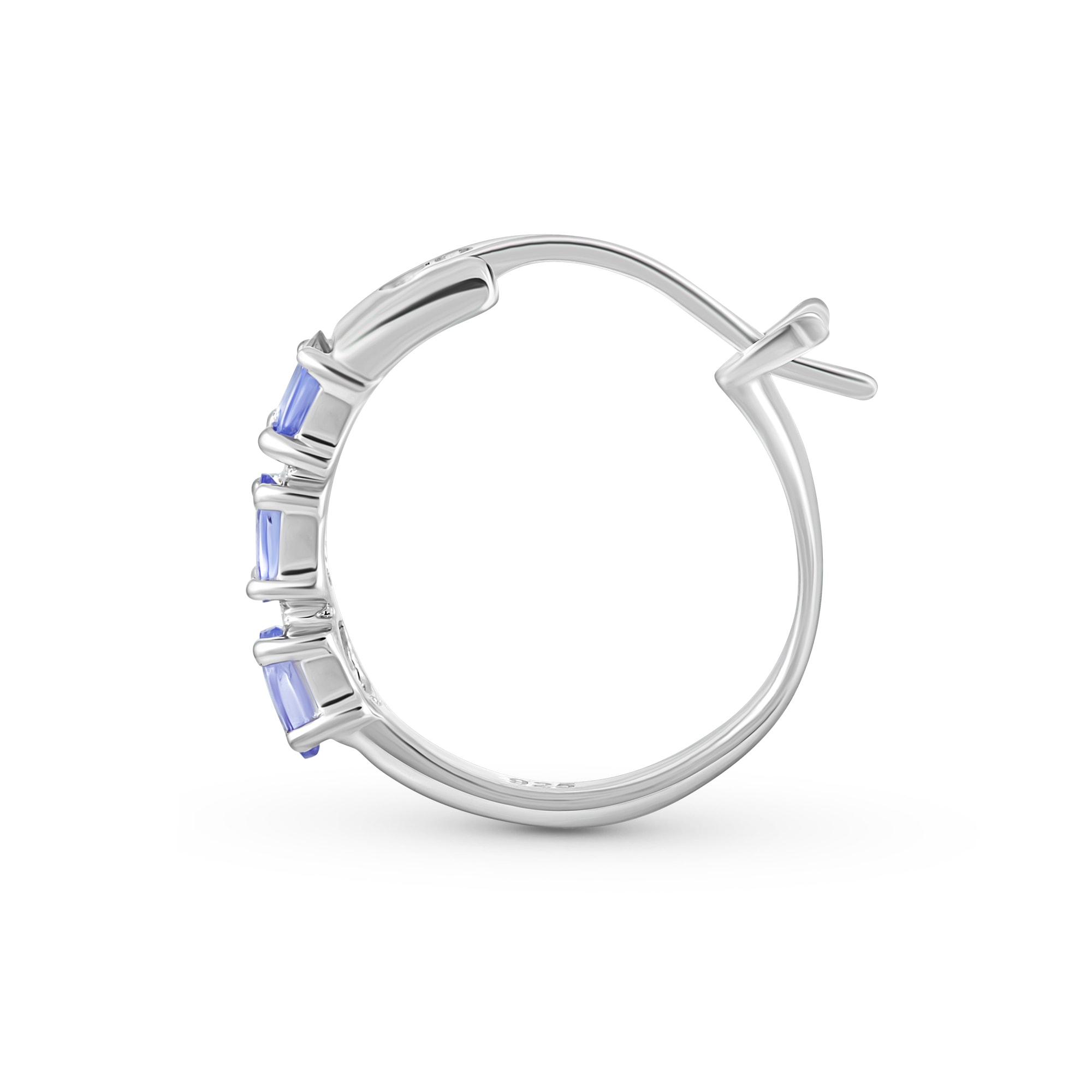 Vira Jewels Paar Creolen »Silber 925 rhodiniert mit 6 blauen Saphir-Steinen«
