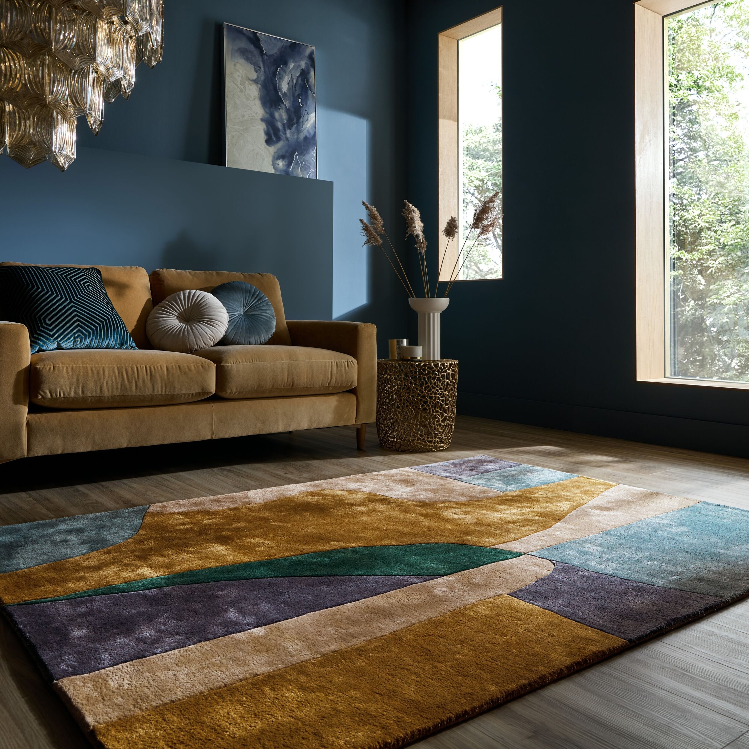 FLAIR RUGS Designteppich "Polaris Viskose Teppich" rechteckig 8 mm Höhe Modernes Colour-Blocking-Muster
