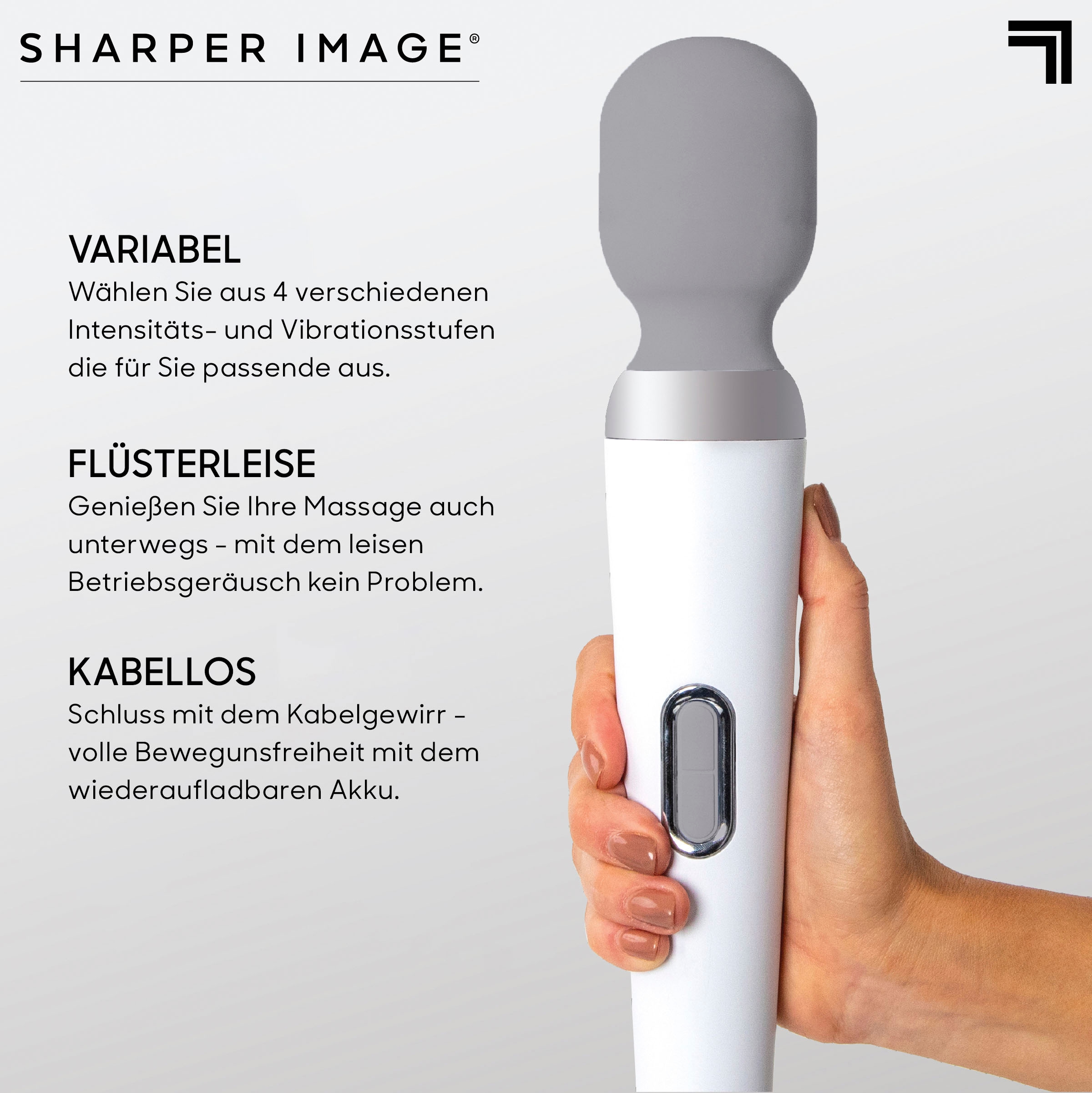 Sharper Image Massagegerät »Kabelloser Tragbarer Ganzkörper Massagestab«, mit mehreren Vibrationsstufen