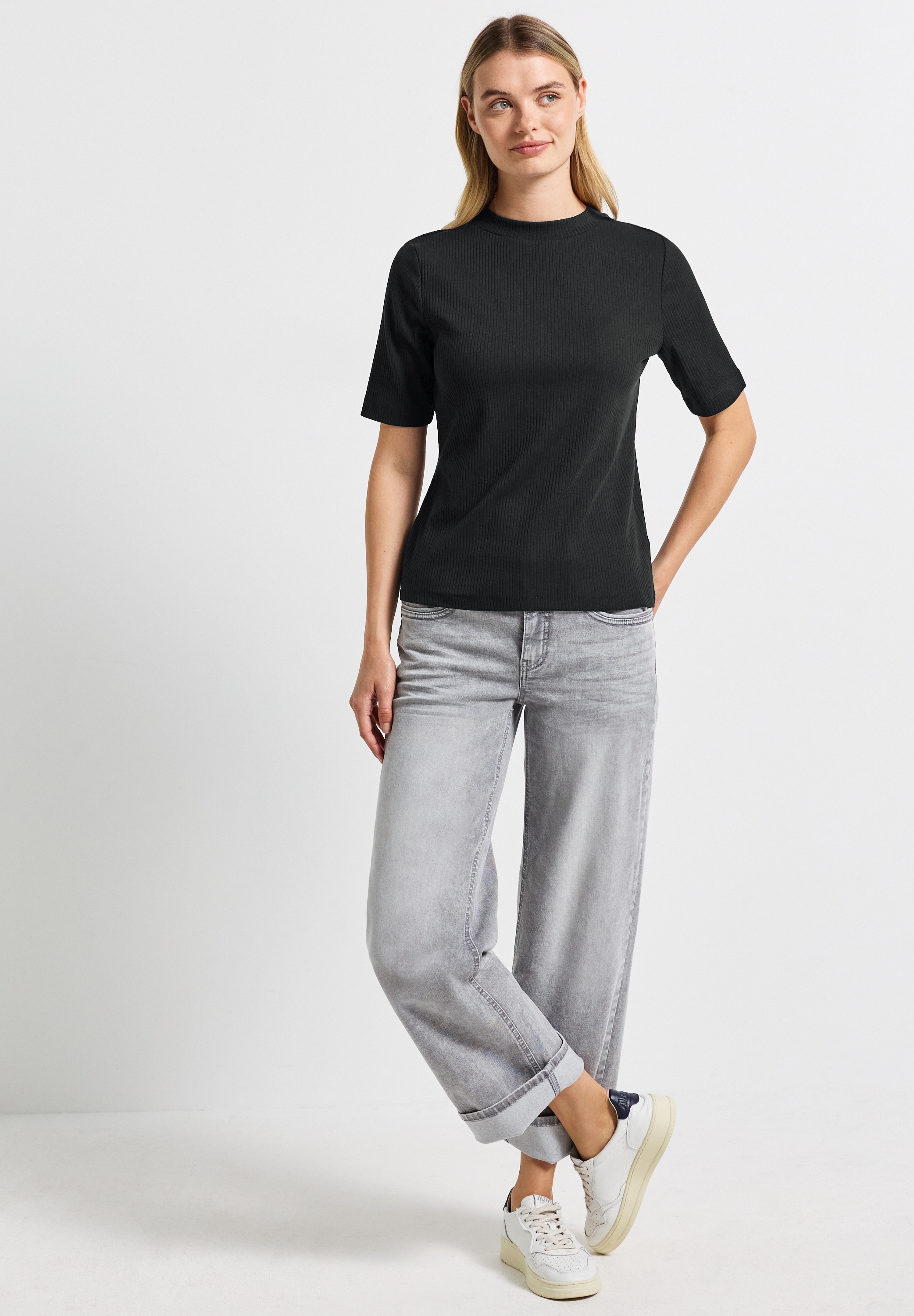 STREET ONE T-Shirt, aus Baumwolle mit Stretchante
