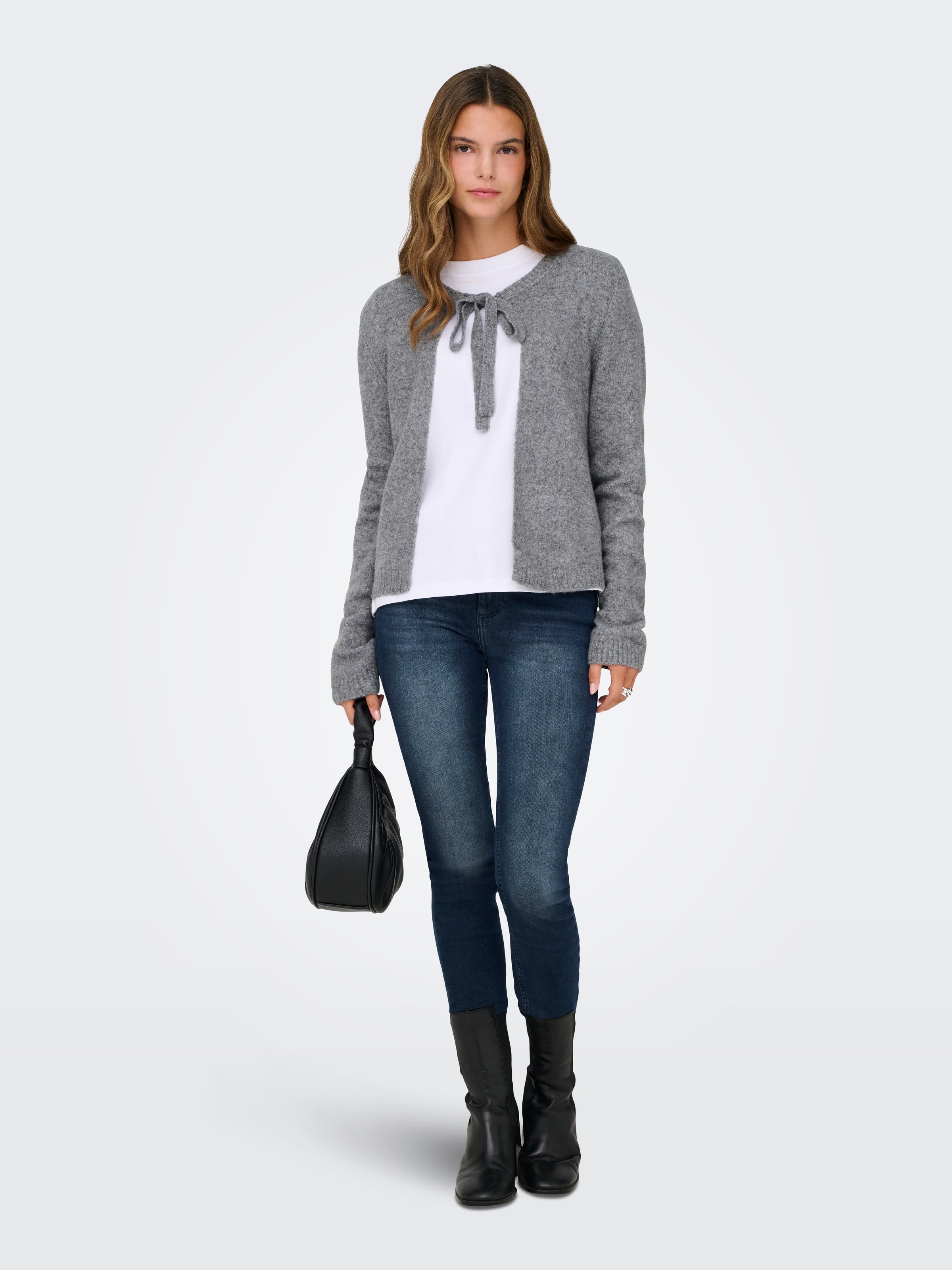 ONLY ONLJESSIE LS ONE STRING Cardigan Grey Melange M 3