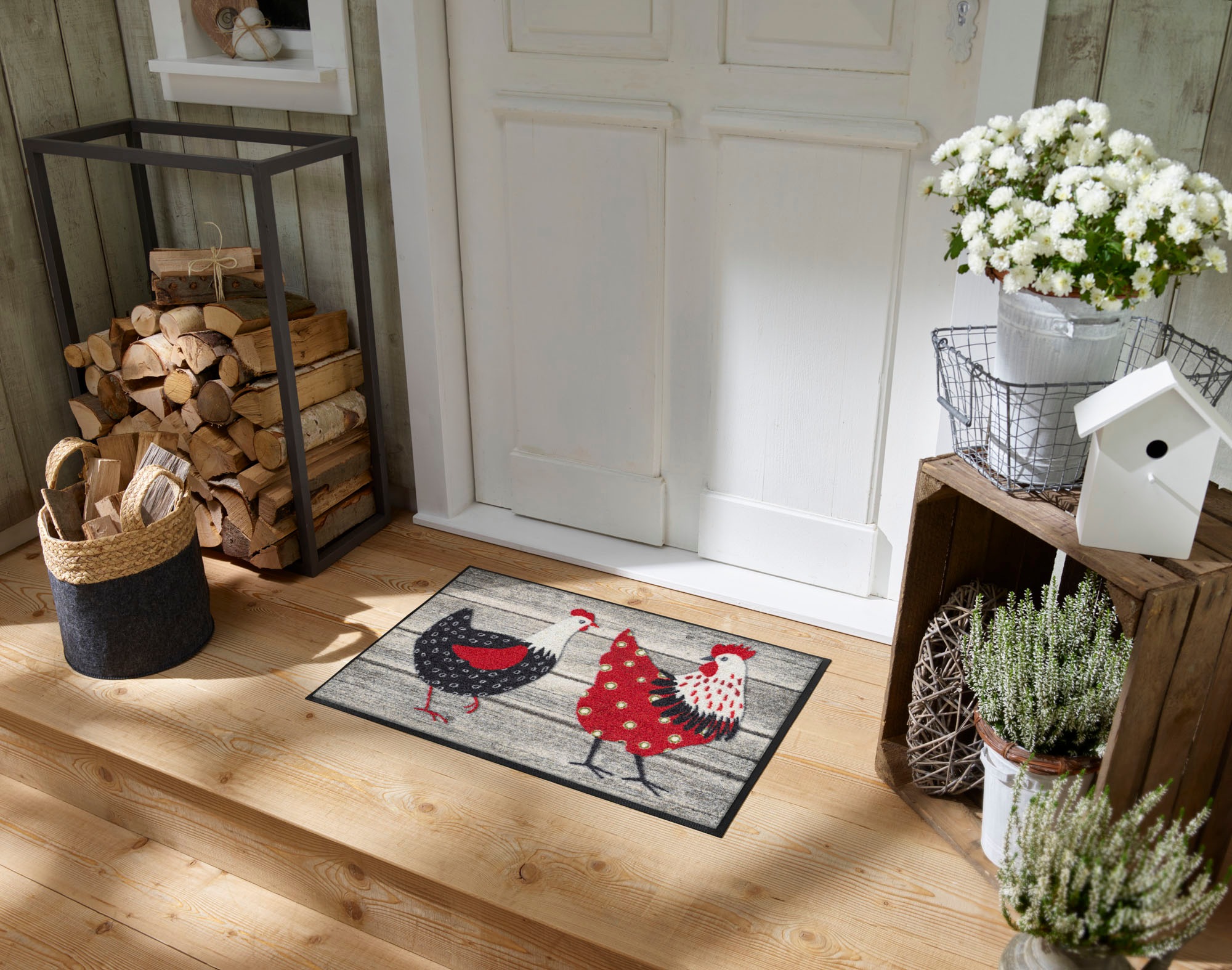 wash+dry by Kleen-Tex Fußmatte "Chicken Farm" rechteckig 7 mm Höhe günstig online kaufen