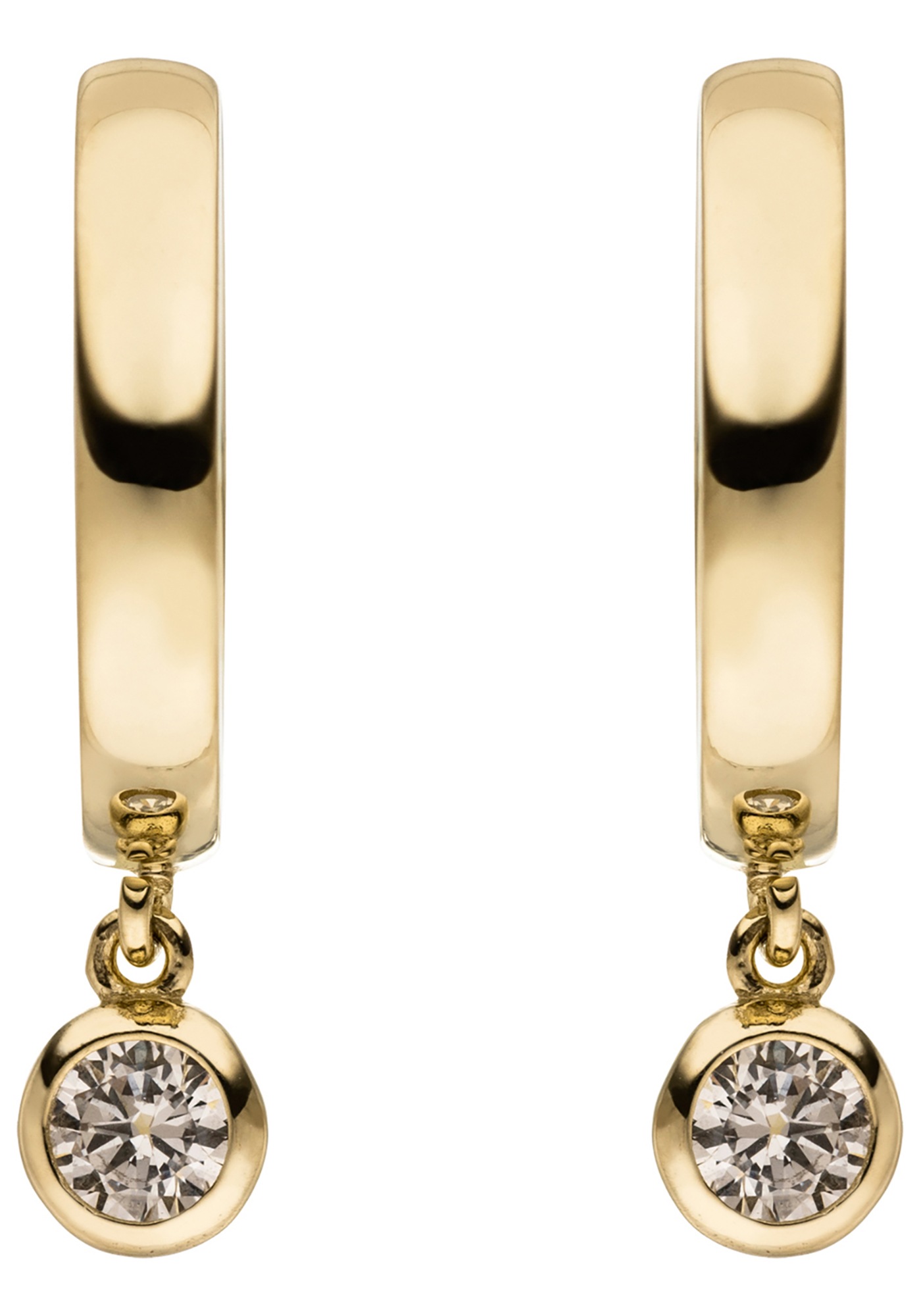 JOBO Paar Creolen »rund Ohrringe 22 mm« 8 Karat 333 Gold mit 2 Zirkonia