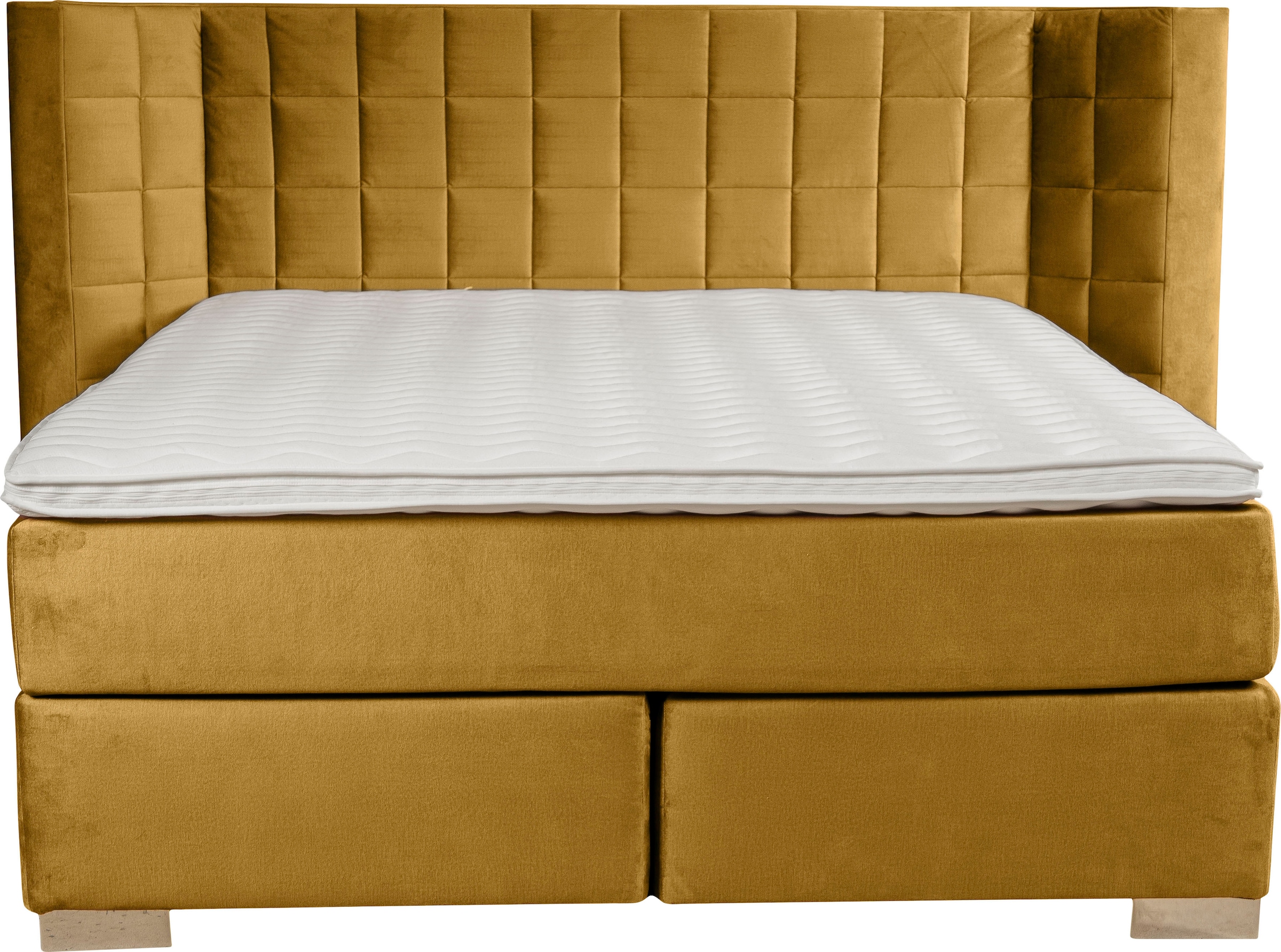 Places of Style Boxspringbett »Piazza«, mit Steppung und Kopfteil mit seitlichen Flügeln