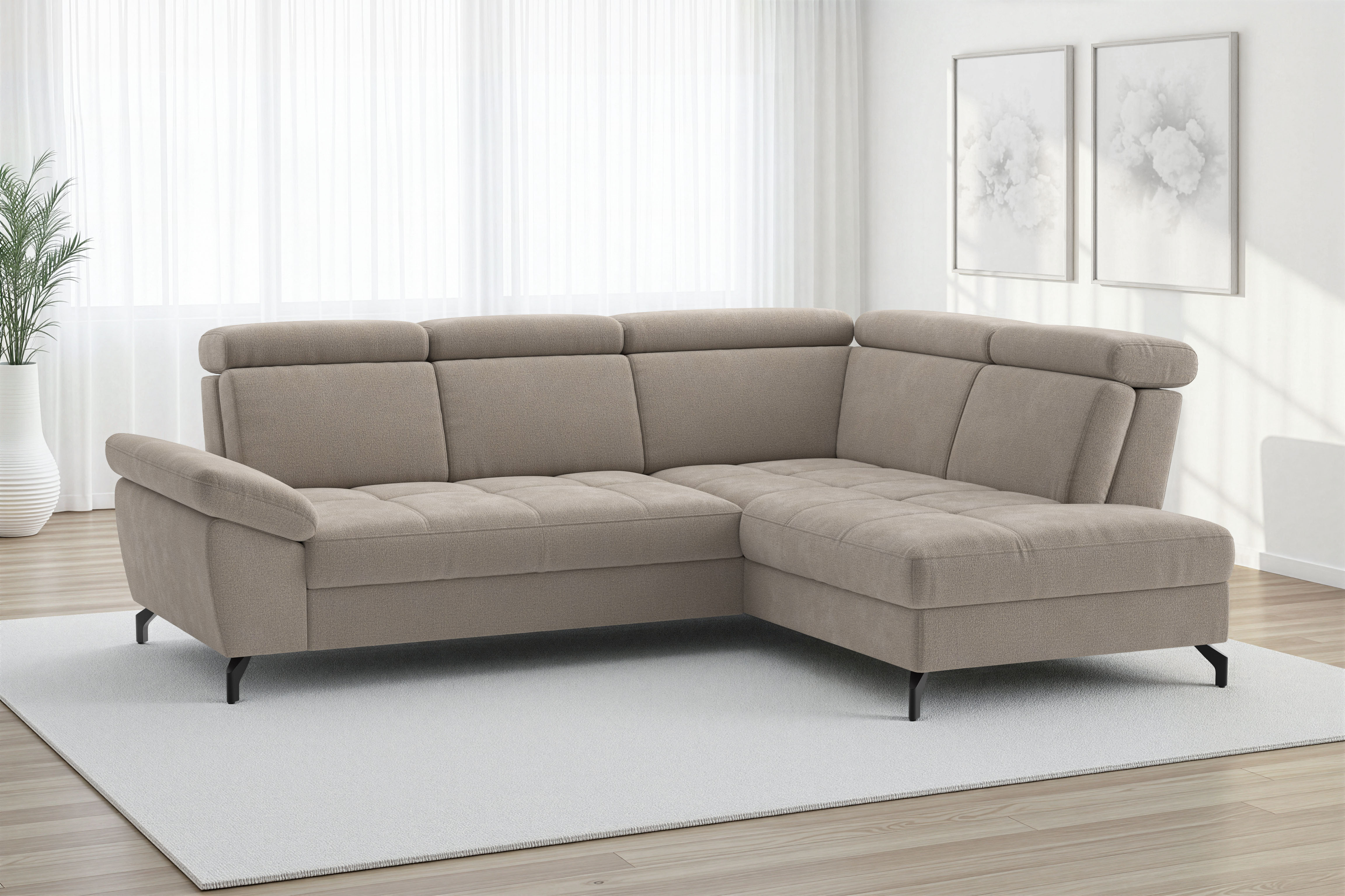 sit&more Ecksofa "Vanity; L-Form, B. 254 cm" Inkl.Sitz-,Kopf-und Armteilverstellung