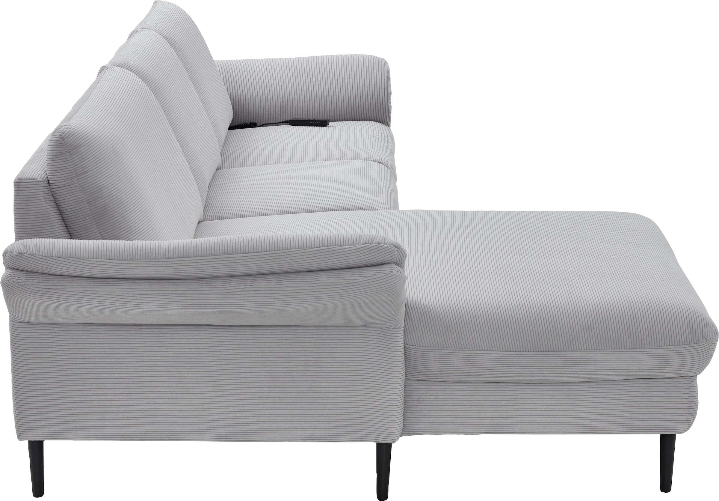 Places of Style Ecksofa »Sarsina: mit Tonnentaschen-Federkern, perfekt zum Entspannen L-Form«, inklusive 1 motorischen Relaxfunktion mit Herz-Waage-Beschlag