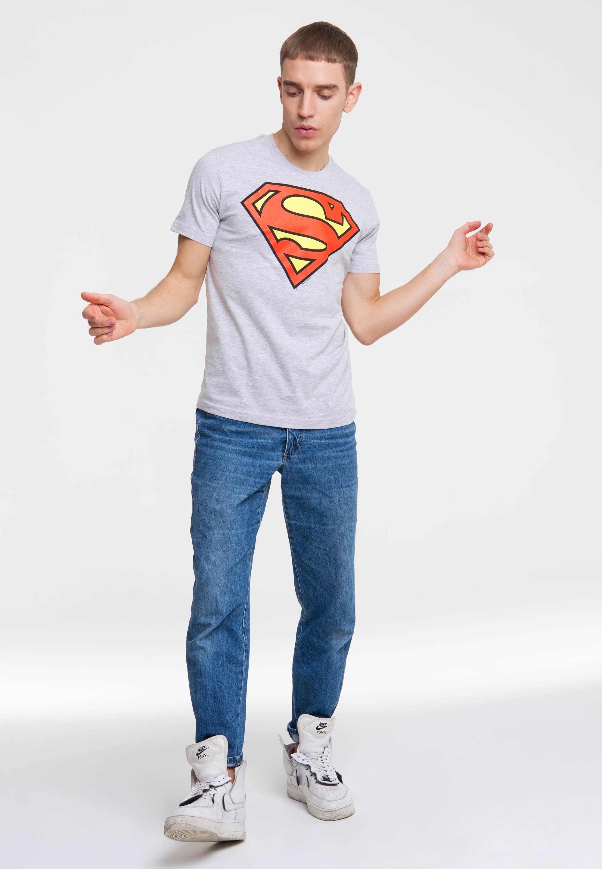 mit LOGO«, Superhelden-Logo bestellen LOGOSHIRT - BAUR | »SUPERMAN ▷ T-Shirt