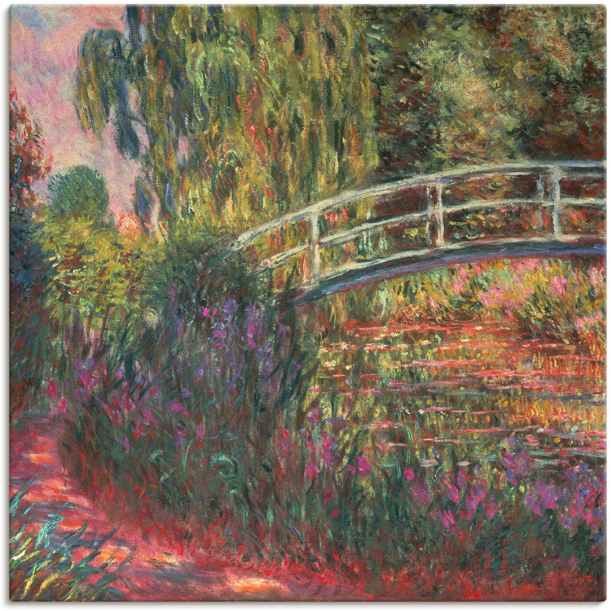Artland Leinwandbild "Japanische Brücke im Garten von Giverney" Garten 1 Stk. tlg. auf Holzrahmen gespannt