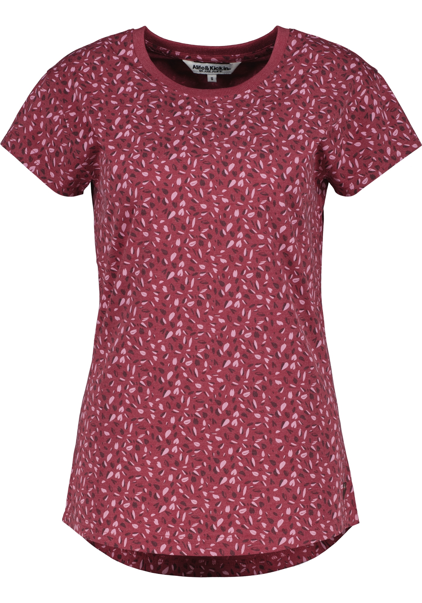 Alife & Kickin 1100000002199 »FelinaAK B« modisches Basic-Shirt mit Rundhals-Ausschnitt, rundem Saum und allover
