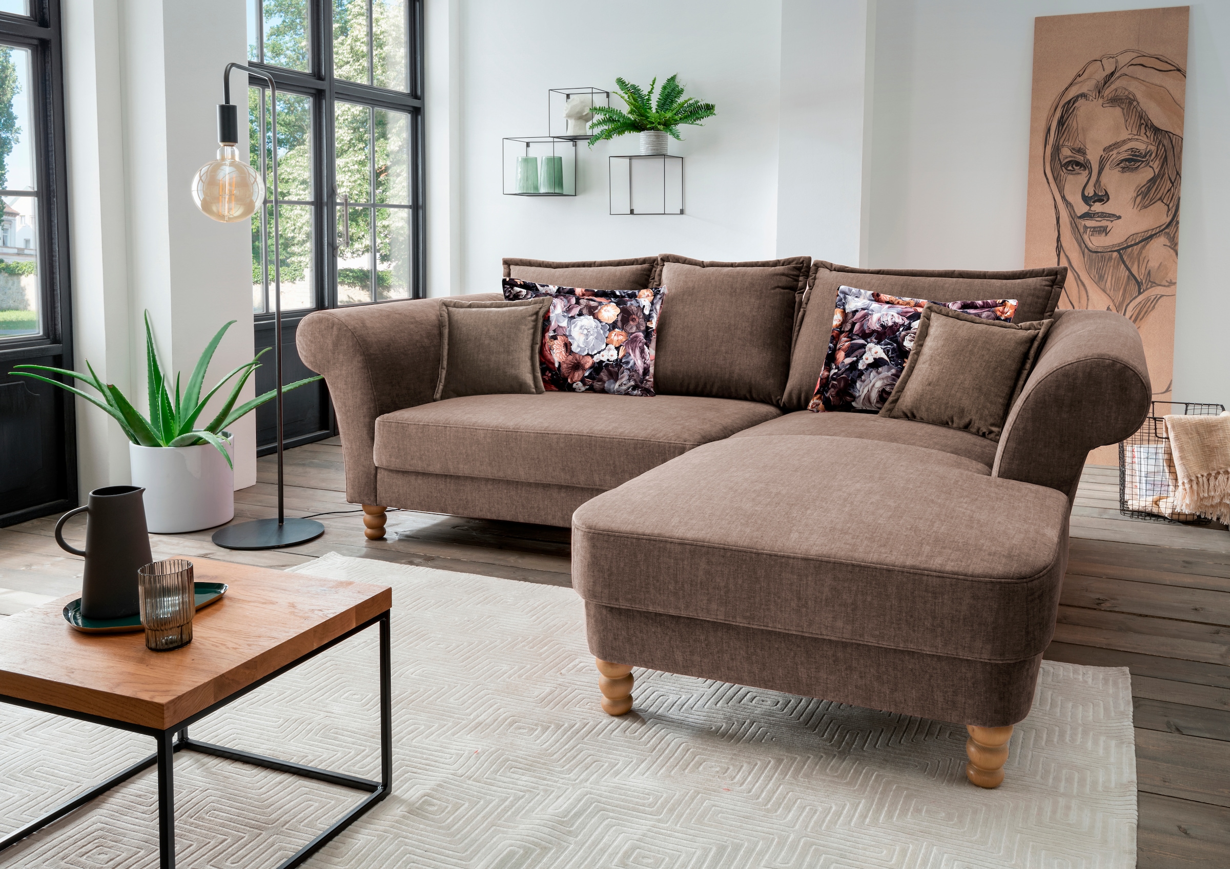 Home affaire Ecksofa "Tassilo Mega Polsterecke mit Kaltschaum im Sitz, bequem, L-Form" hoher Sitzkomfort, Breite 262cm, Komfortsitzhöhe 48cm, zeitlos elegant