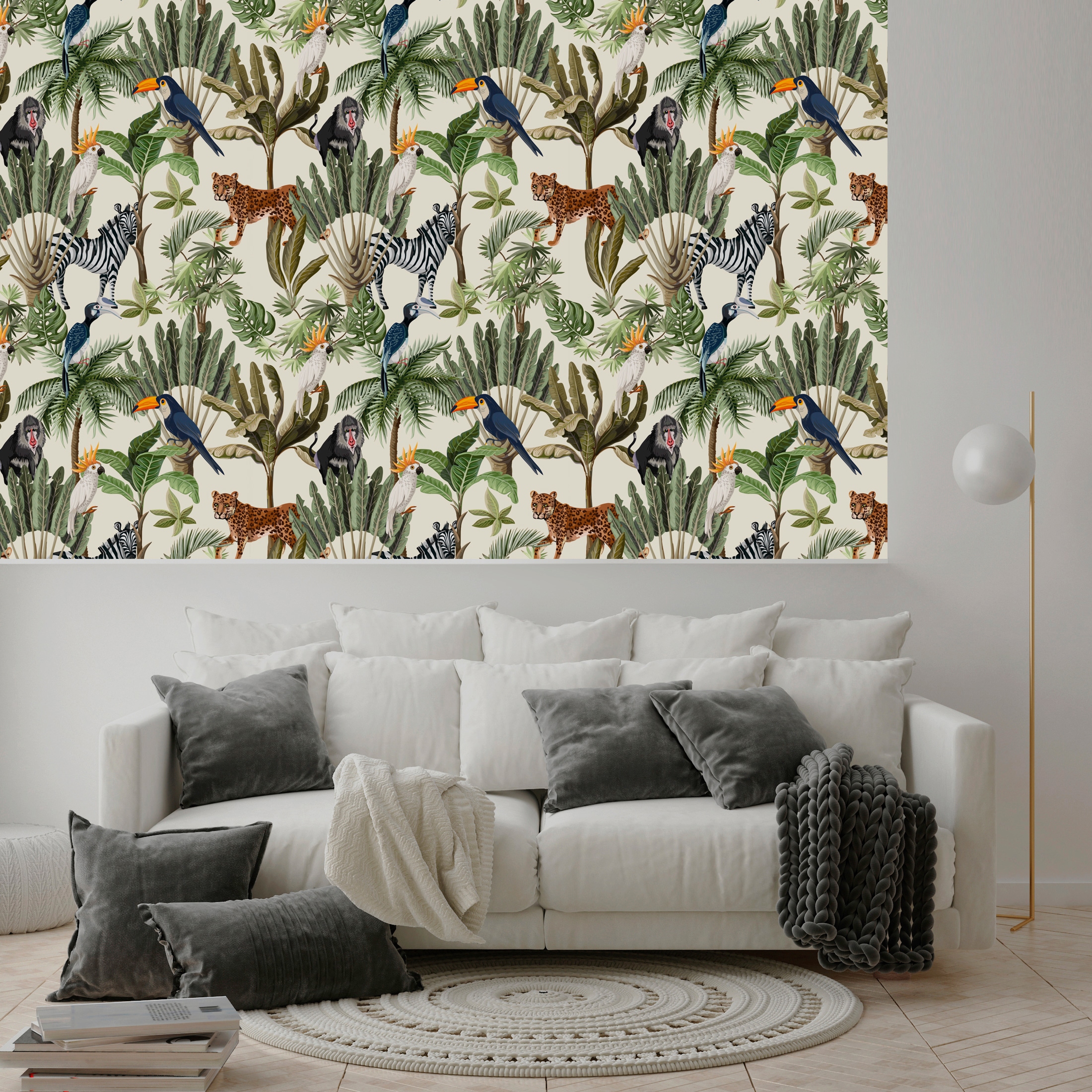 queence Vinyltapete »Madita«, bedruckt-Motiv-botanisch-floral-gemustert-natürlich, 90x250cm, selbstklebend, kinderleichte Anbringung, Sticker