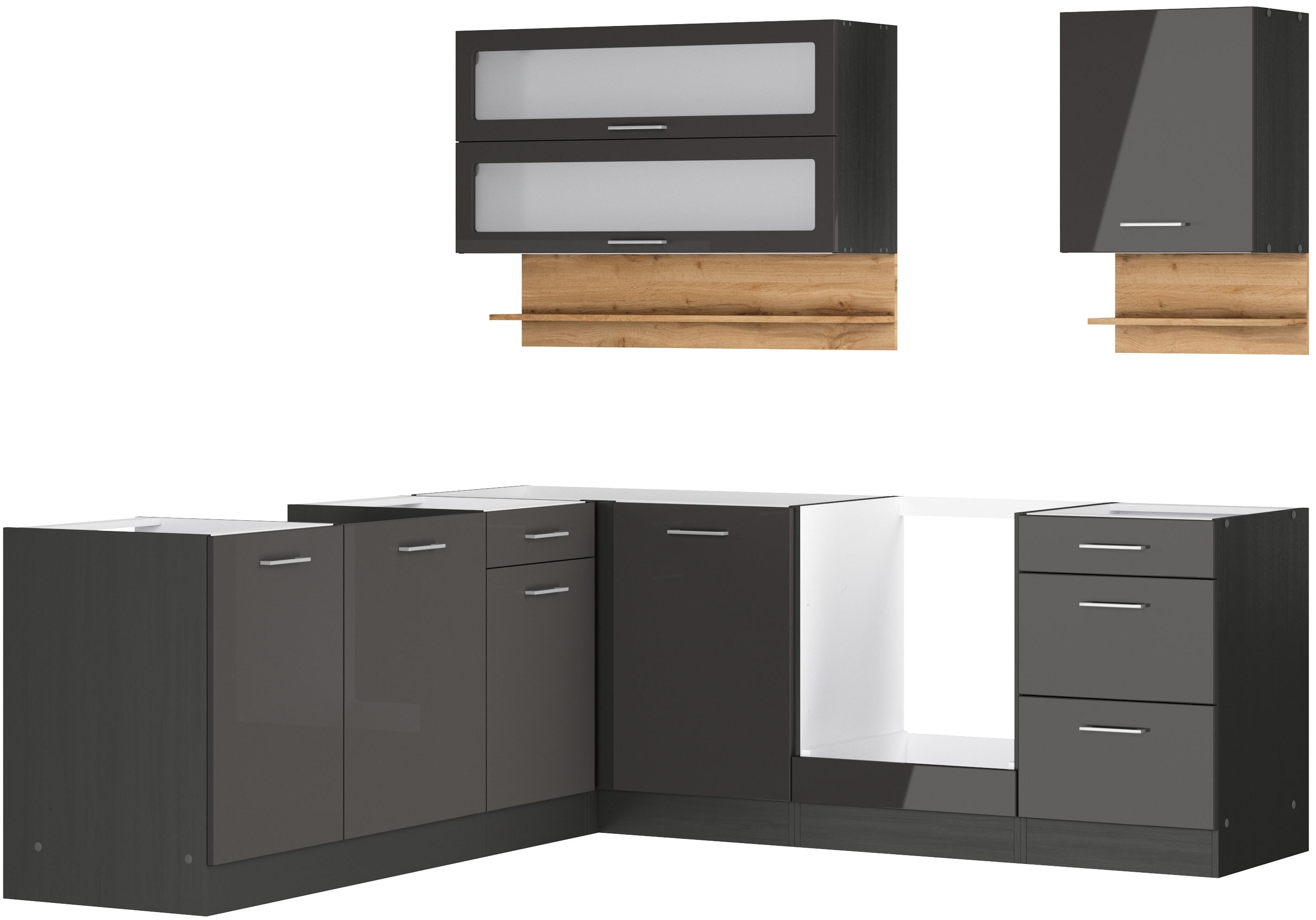 KOCHSTATION Winkelküche "KS-Milan" Stellbreite 220/220 cm, viel Stauraum, wahlweise mit E-Geräten