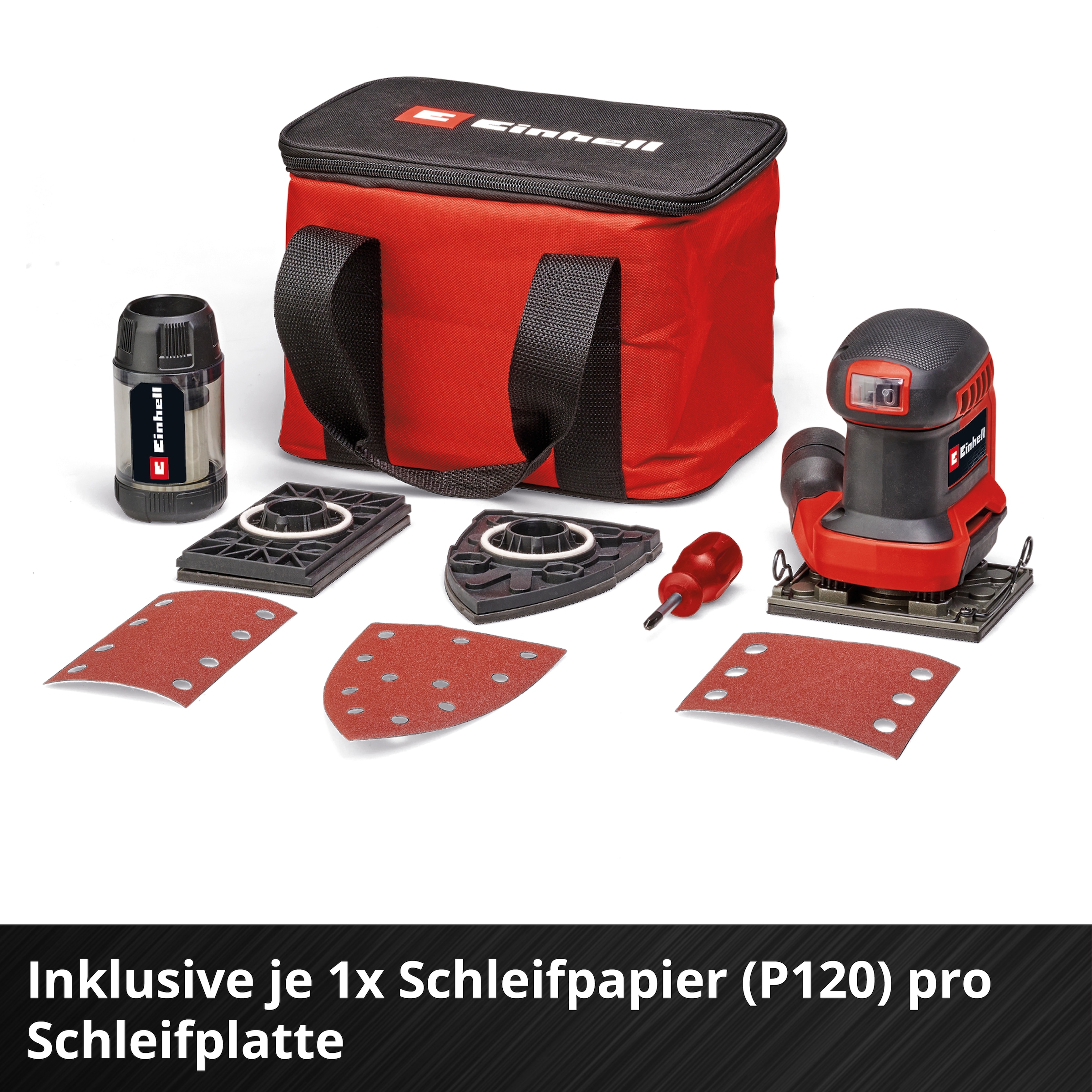 Einhell Akku-Schwingschleifer »Faustschleifer TE-OS 18/113 3X Li - Solo«, mit Aufbewahrungstasche und 3x Schleifpapier, ohne Akku und Ladegerät