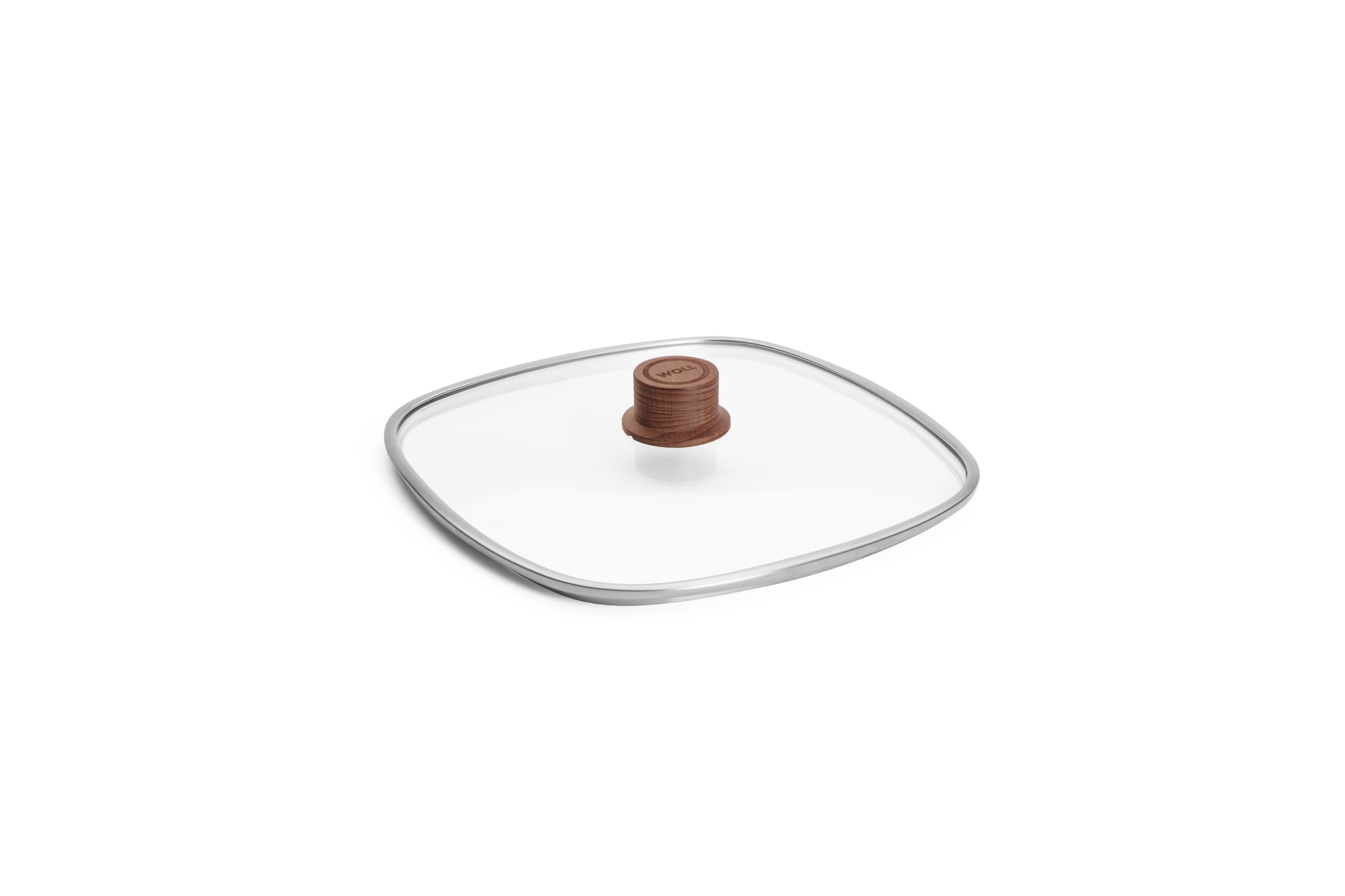WOLL Universaldeckel "WOLL Eco Logic Sicherheitsglasdeckel mit Holzknopf, viereckig" Hitzebeständig, Spülmaschinengeeignet, für Pfannen und Töpfe