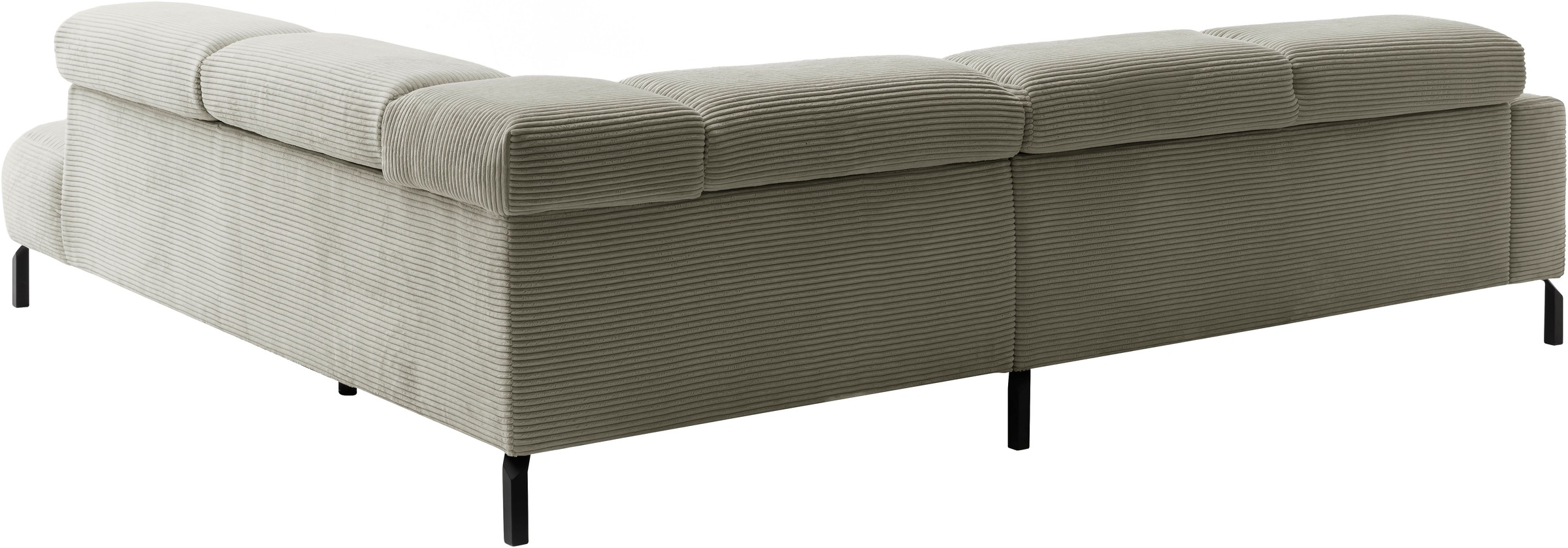 Places of Style Ecksofa »Antonelli, L-Form, inkl. Kopfteilverstellung, Breite 276 cm«, ohne Sitztiefenverstellung, in Cord, stone
