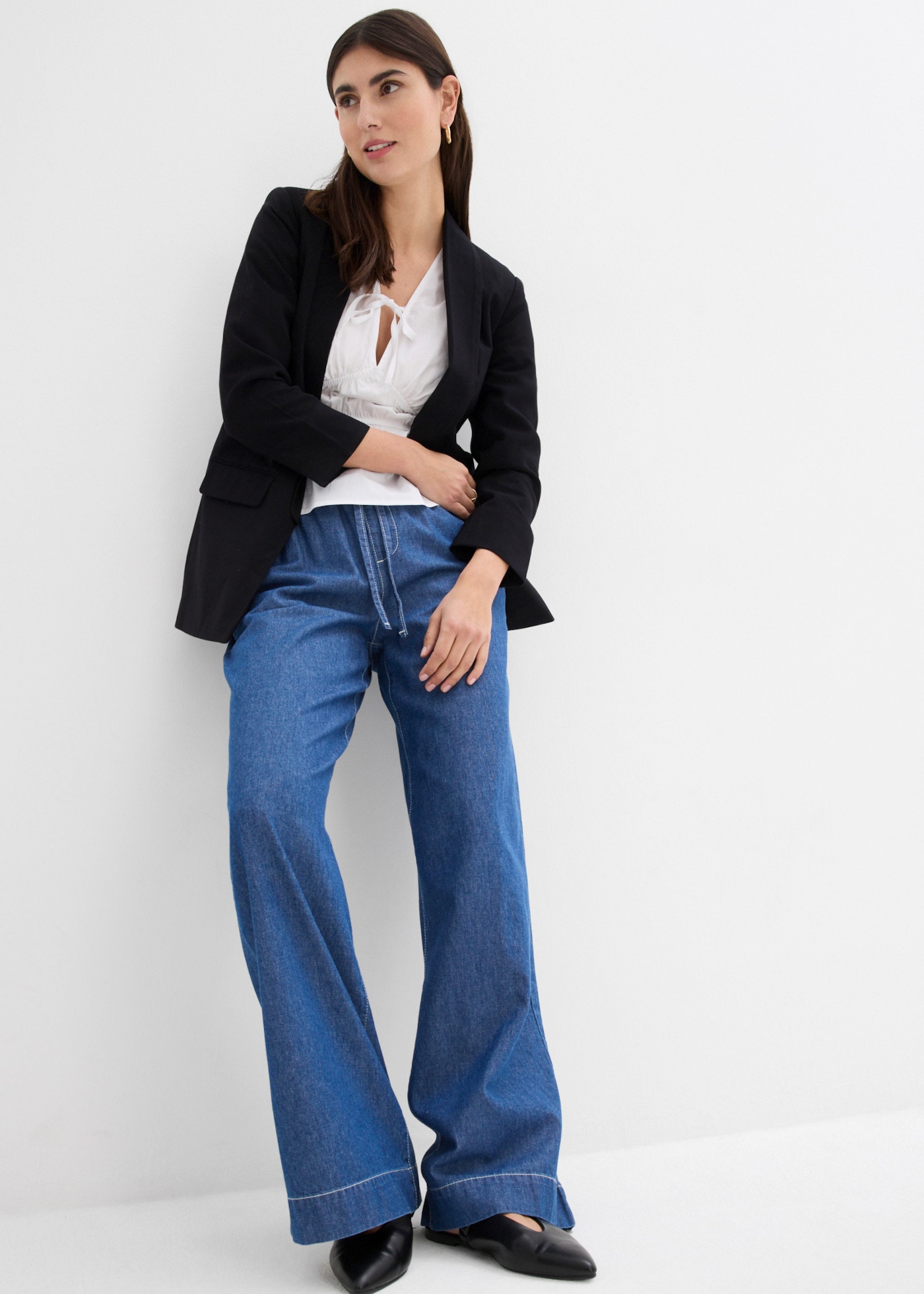 bonprix Weite Jeans mit Gummibund, Loose Fit, aus reiner Baumwolle