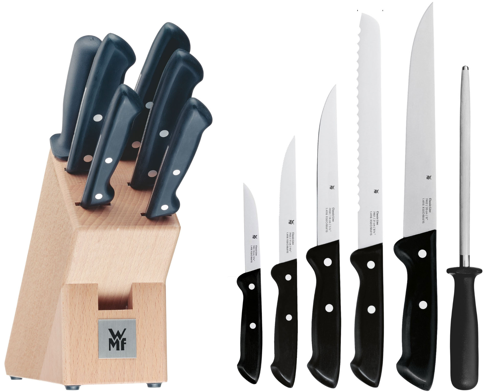 WMF Messerblock "Classic Line" 7 Stk. Messerklingen aus Spezialklingenstahl