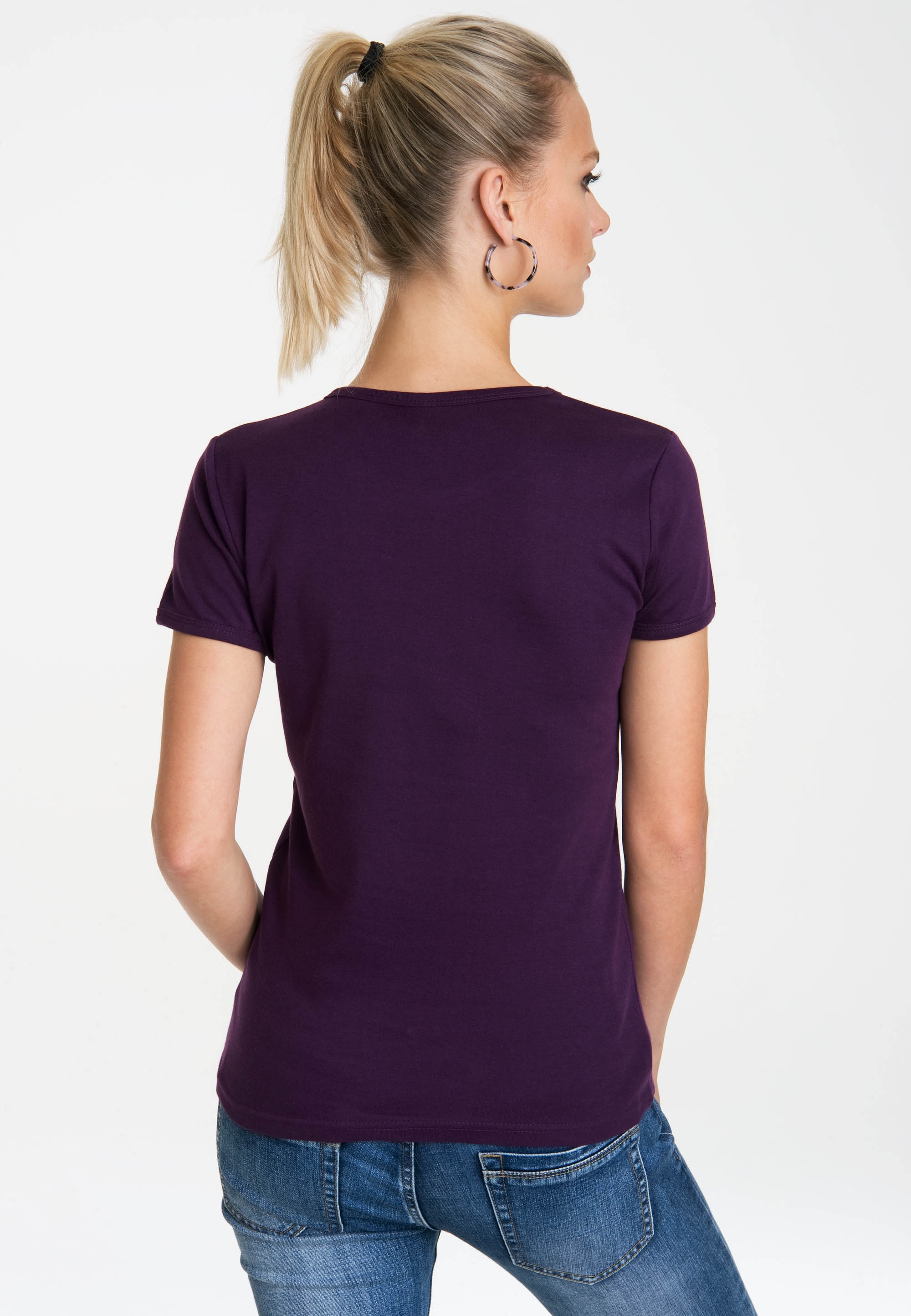 T-Shirt LOGOSHIRT "The Joker", Damen, Gr. L, lila (violett), 100% Baumwolle, bedruckt, normal, Rundhals, Shirts T-Shirt, mit lizenzierten Originaldesign 3