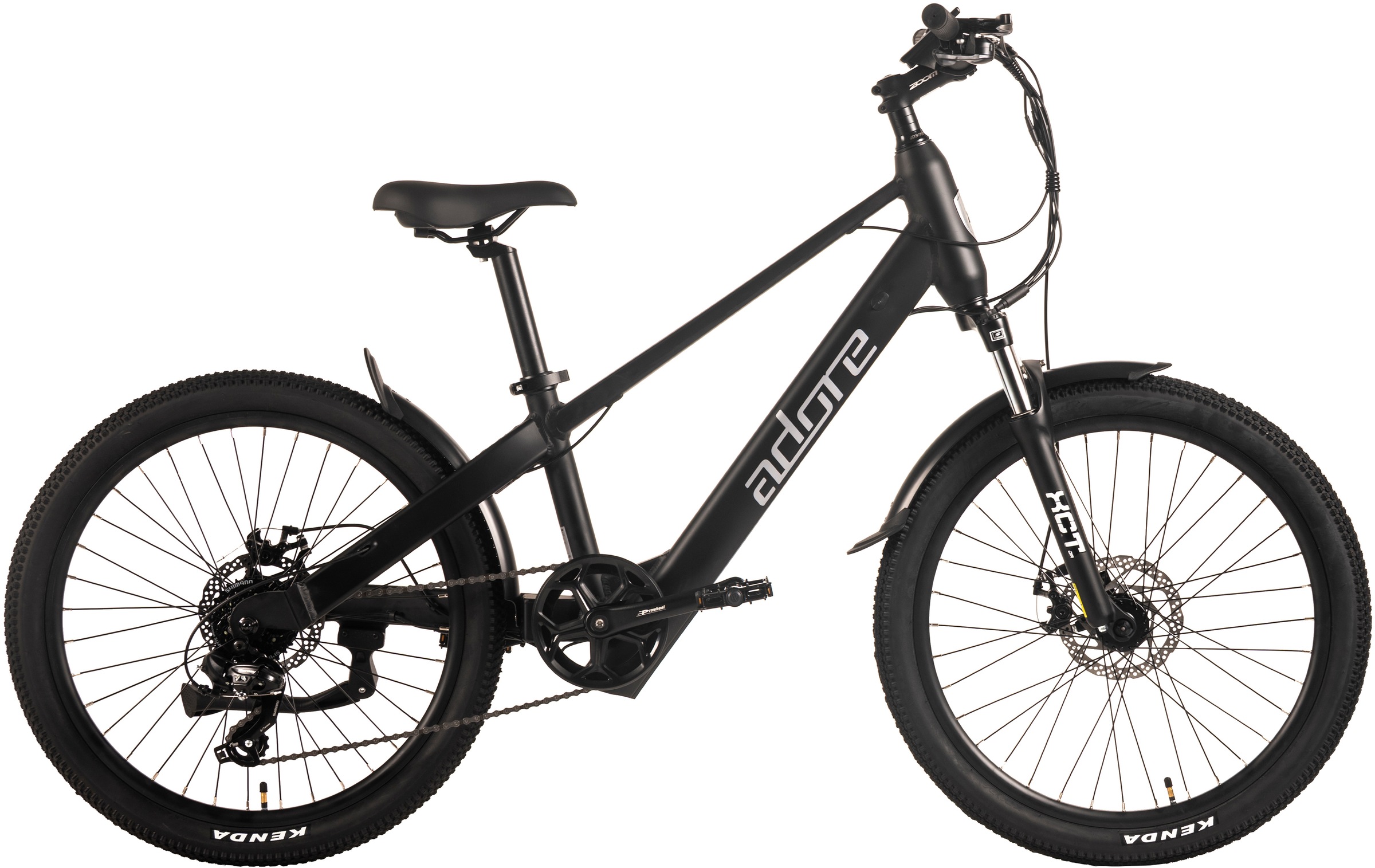 Adore E-Bike »24" Alu Kids Citybike KS-240 Heckmotor 45NM / 10,4Ah Pitch Black matt«, 7 Gang, Shimano, Tourney, Heckmotor 250 W