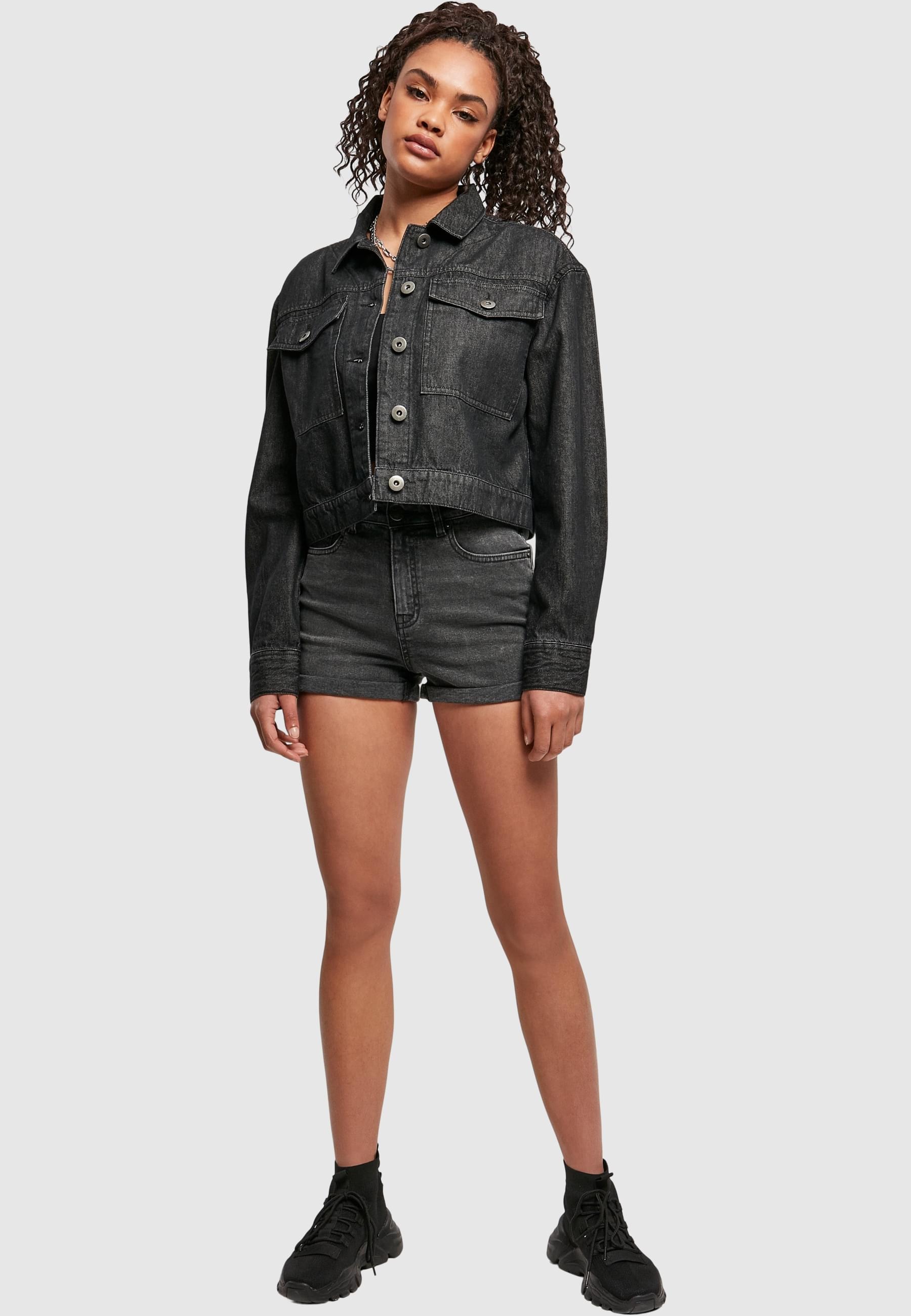 URBAN CLASSICS Allwetterjacke »Urban Classics Damen Ladies Short Oversized Denim Jacket«, (1 St.), ohne Kapuze