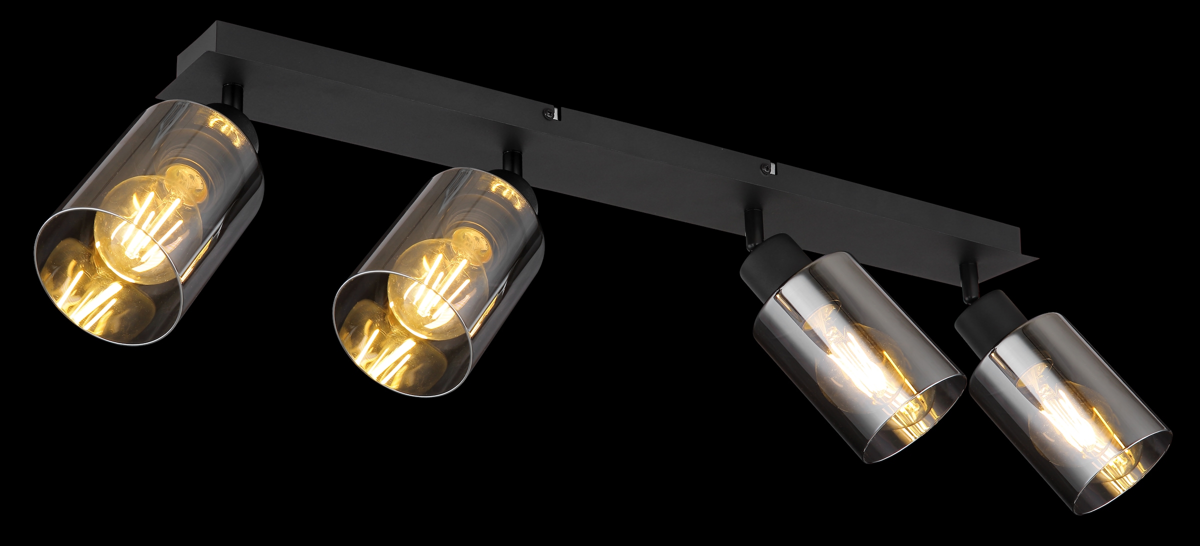 GLOBO LIGHTING Deckenstrahler »HADERA«, Leuchtmittel E27 | ohne Leuchtmittel, Strahler/Glas rauchfarben/Wohnzimmer/Flur/LxBxH: 670x90x215mm