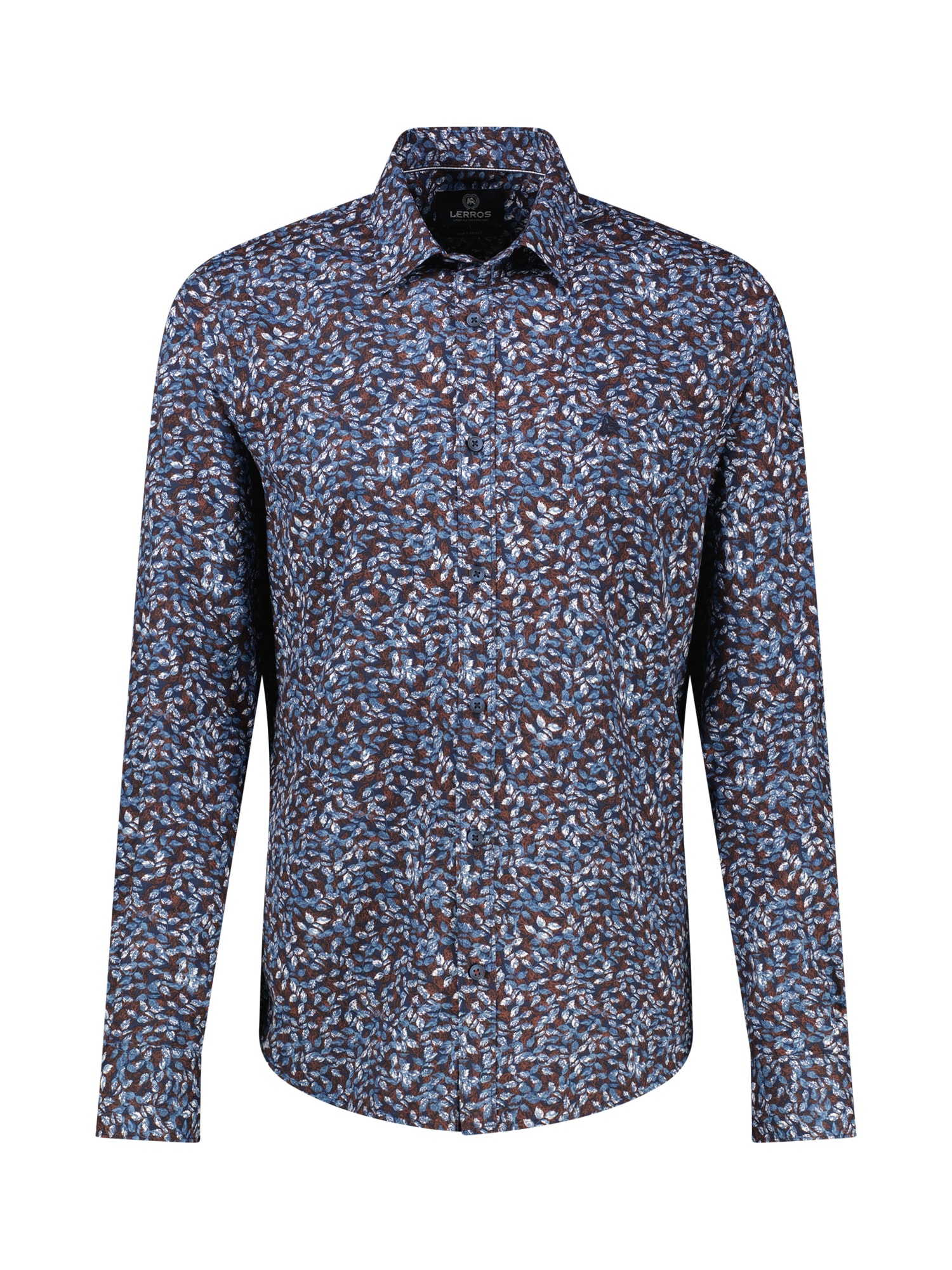 LERROS Langarmhemd »Herrenhemd aus Baumwolle mit floralem All-over-Print«