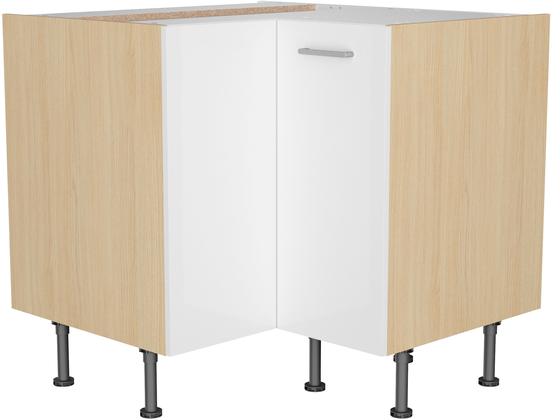 KOCHSTATION Eckunterschrank "KS-Lucy" Breite 90 x 90 cm, mit 2 Türen, Soft-Close, höhenverstellbare Füße