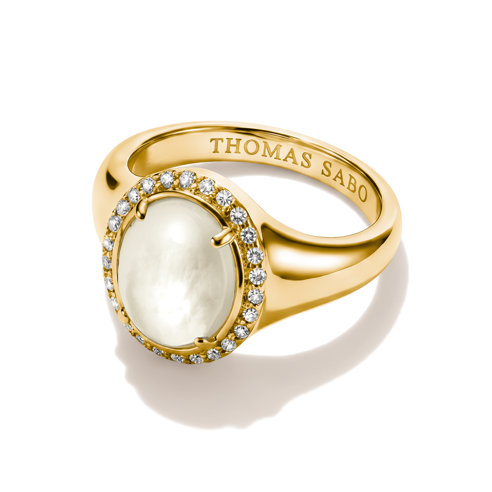 THOMAS SABO Fingerring »Fluid Elegance Cocktailring« mit Zirkonia (synth.) - mit Perlmutt