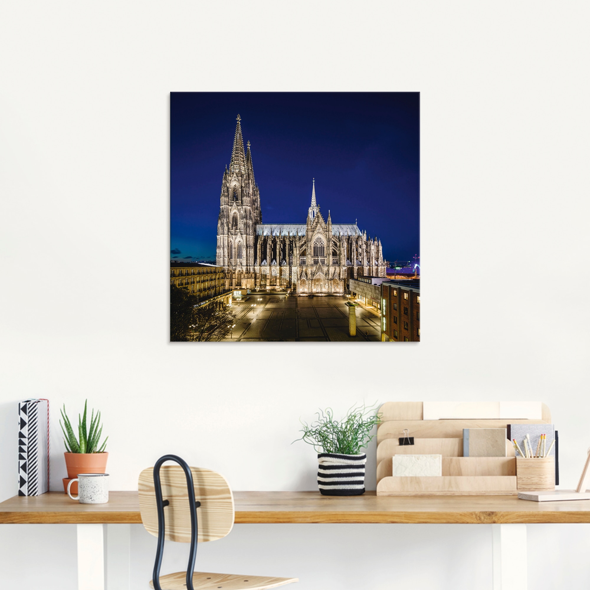 Artland Glasbild »Kölner Dom am Abend«, Gebäude, (1 St.), in verschiedenen Größen