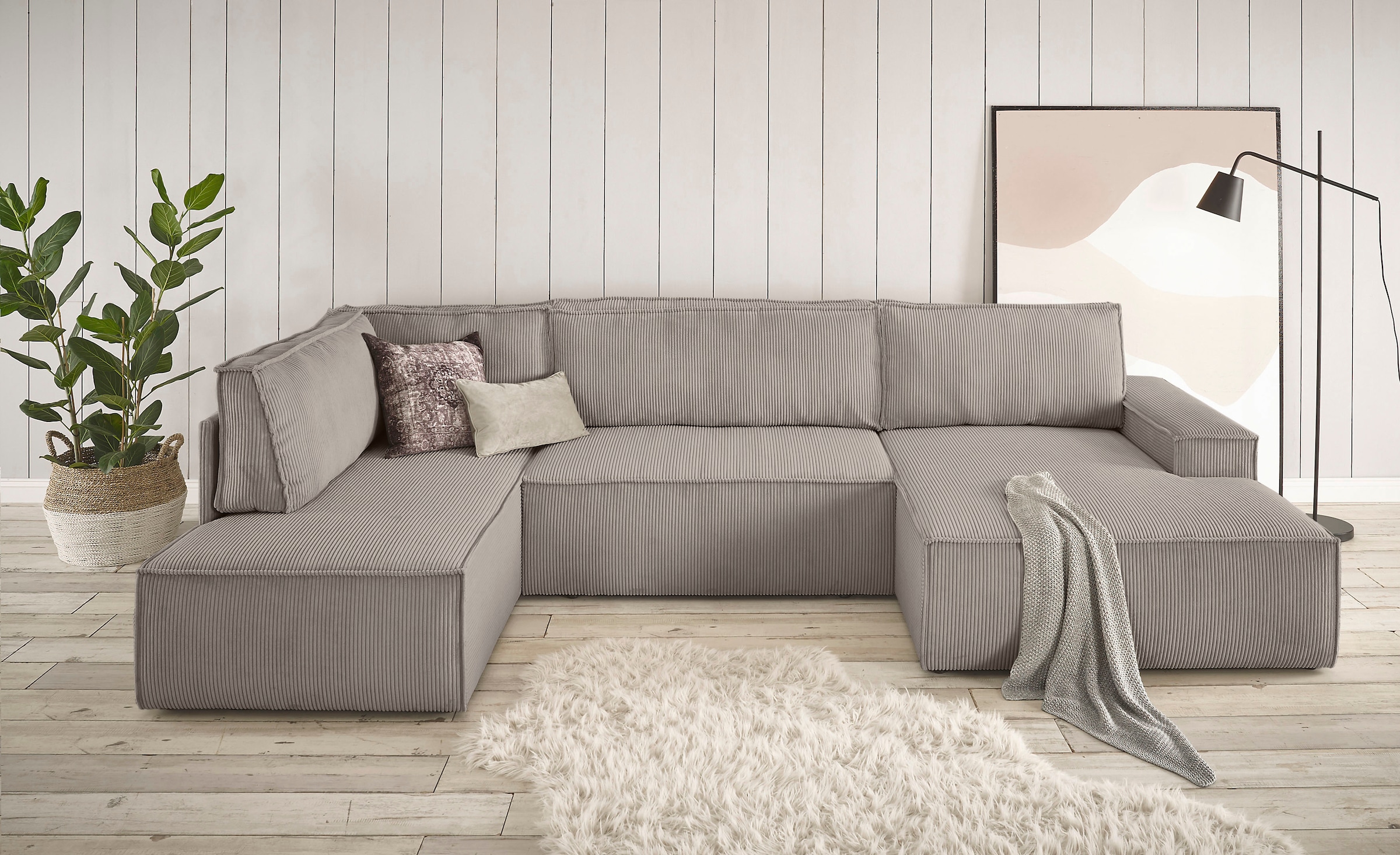Home affaire Wohnlandschaft »SHERWOOD 329 cm, U-Form, Schlafsofa,«