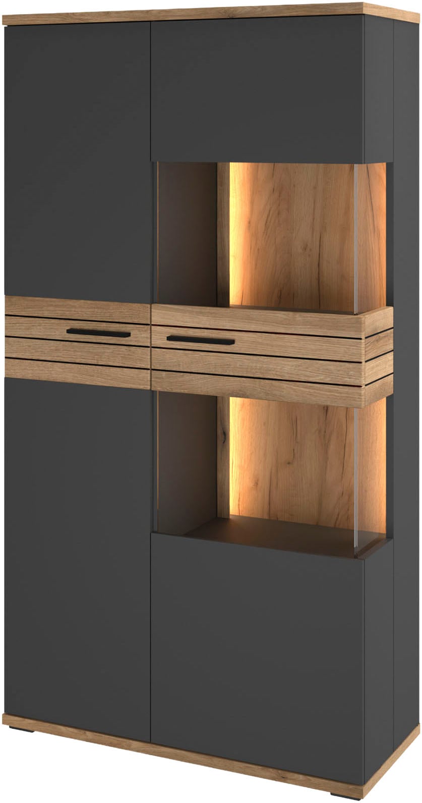 set one by Musterring Vitrine "Quincy" 1 Stk. tlg. Mit Glas und LED, in Anthrazit/Lichtgrau erhältlich, 80 cm breit