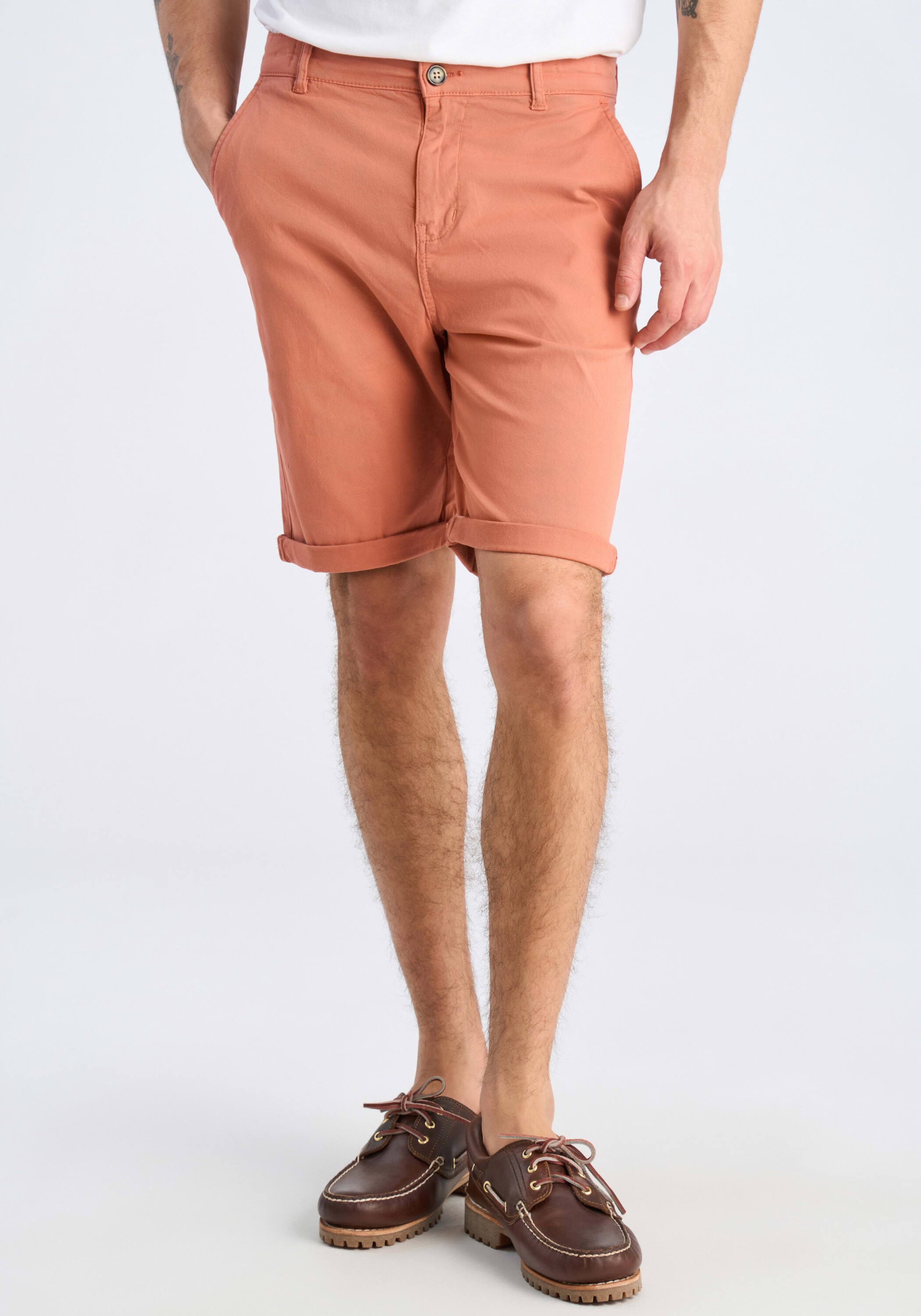 LINDBERGH Chino-Shorts Relaxed Fit Dunkelkorall Größe S 2