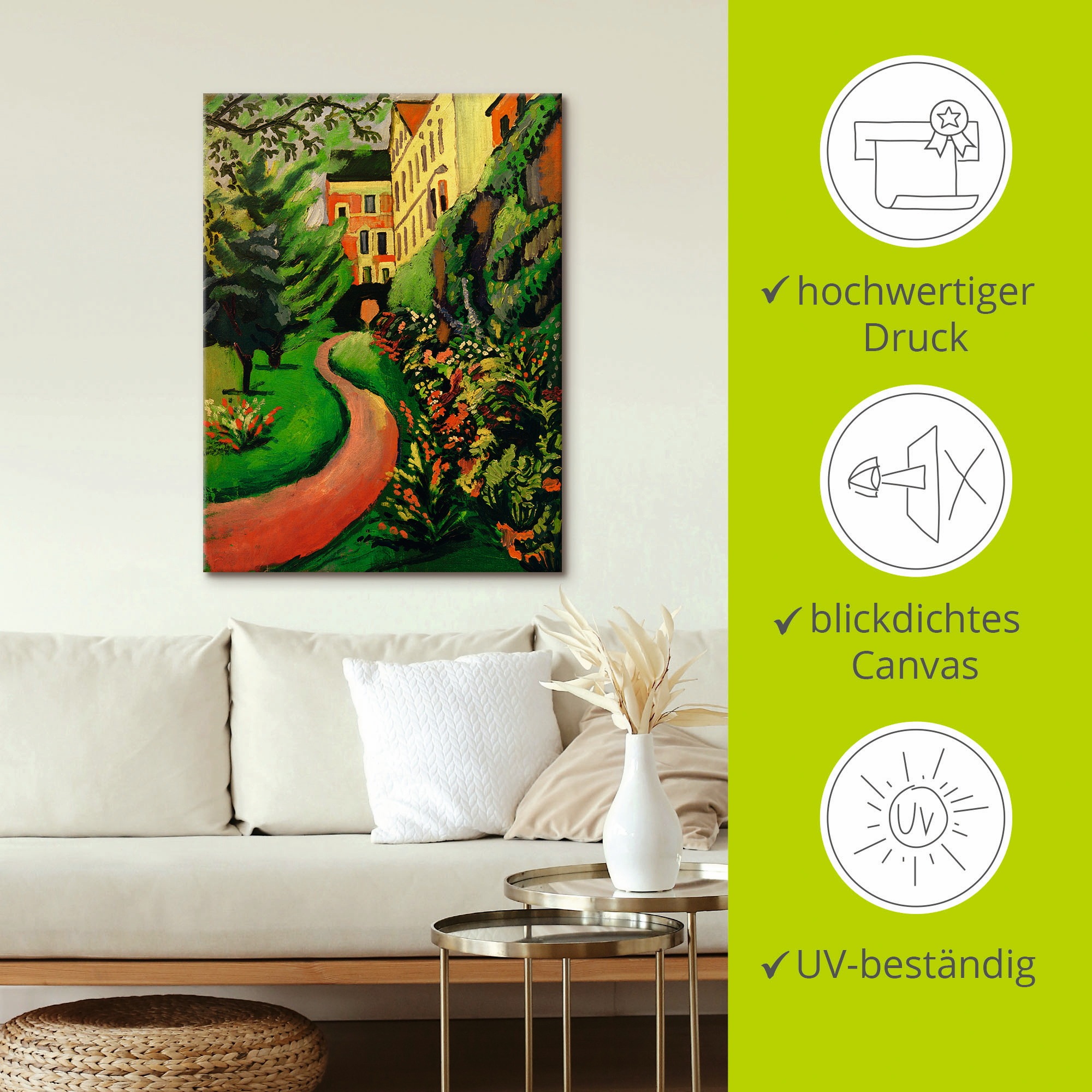 Artland Wandbild »Unser Garten mit blühenden Rabatten«, Garten, (1 St.), als Leinwandbild, Poster in verschied. Größen